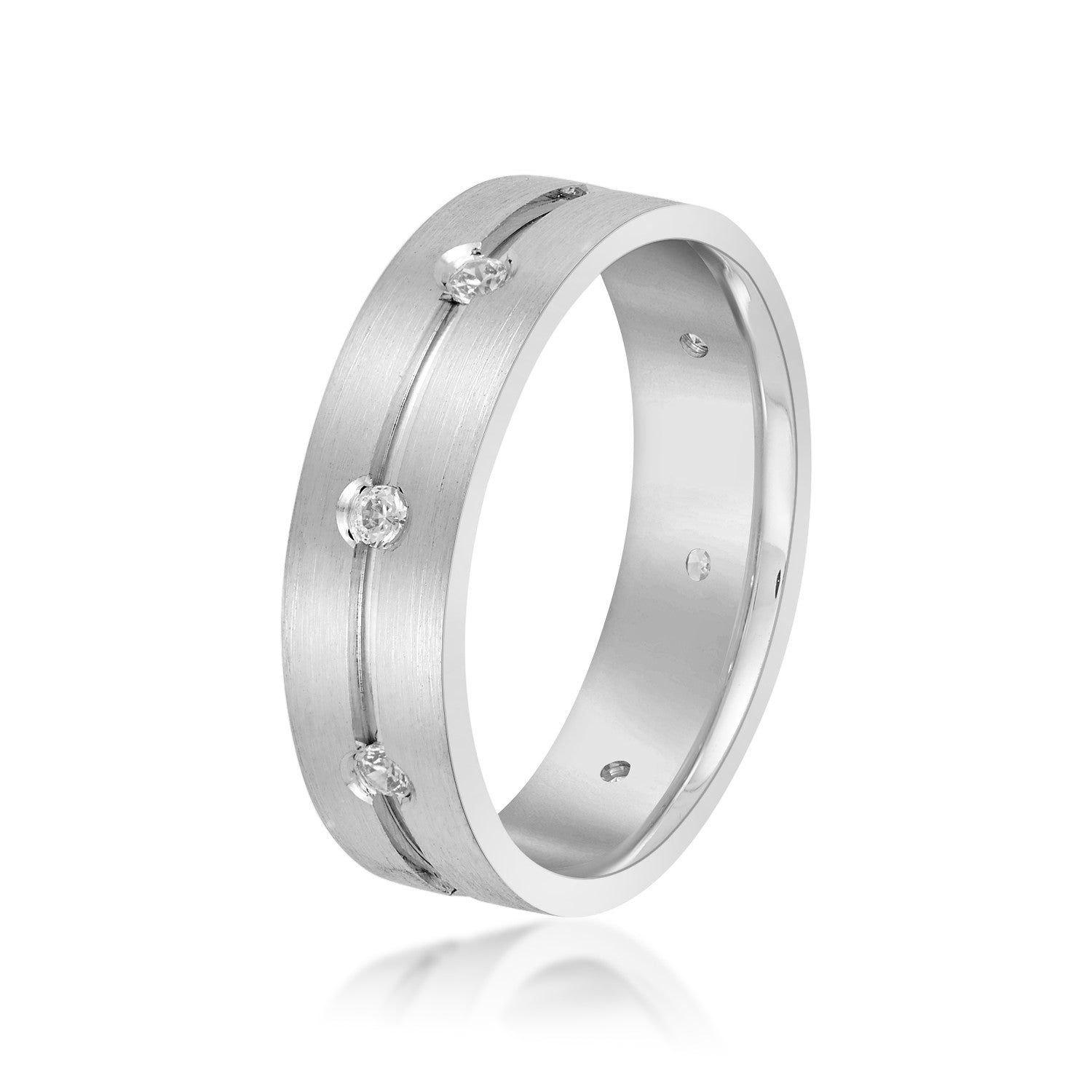 Central Groove Men's Diamond Wedding Band-VIRABYANI