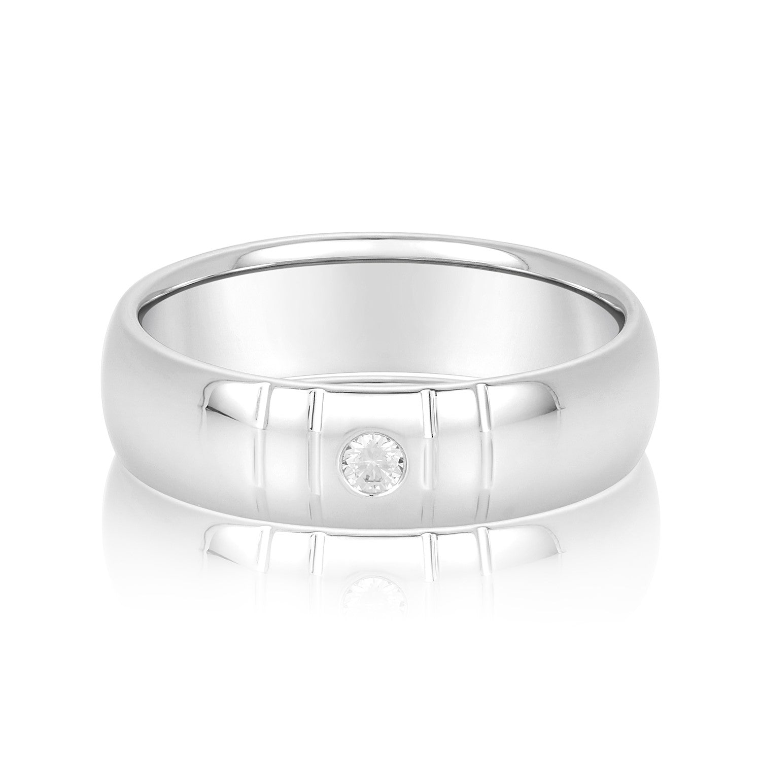 Bezel Set Single Diamond Men's Wedding Band-VIRABYANI