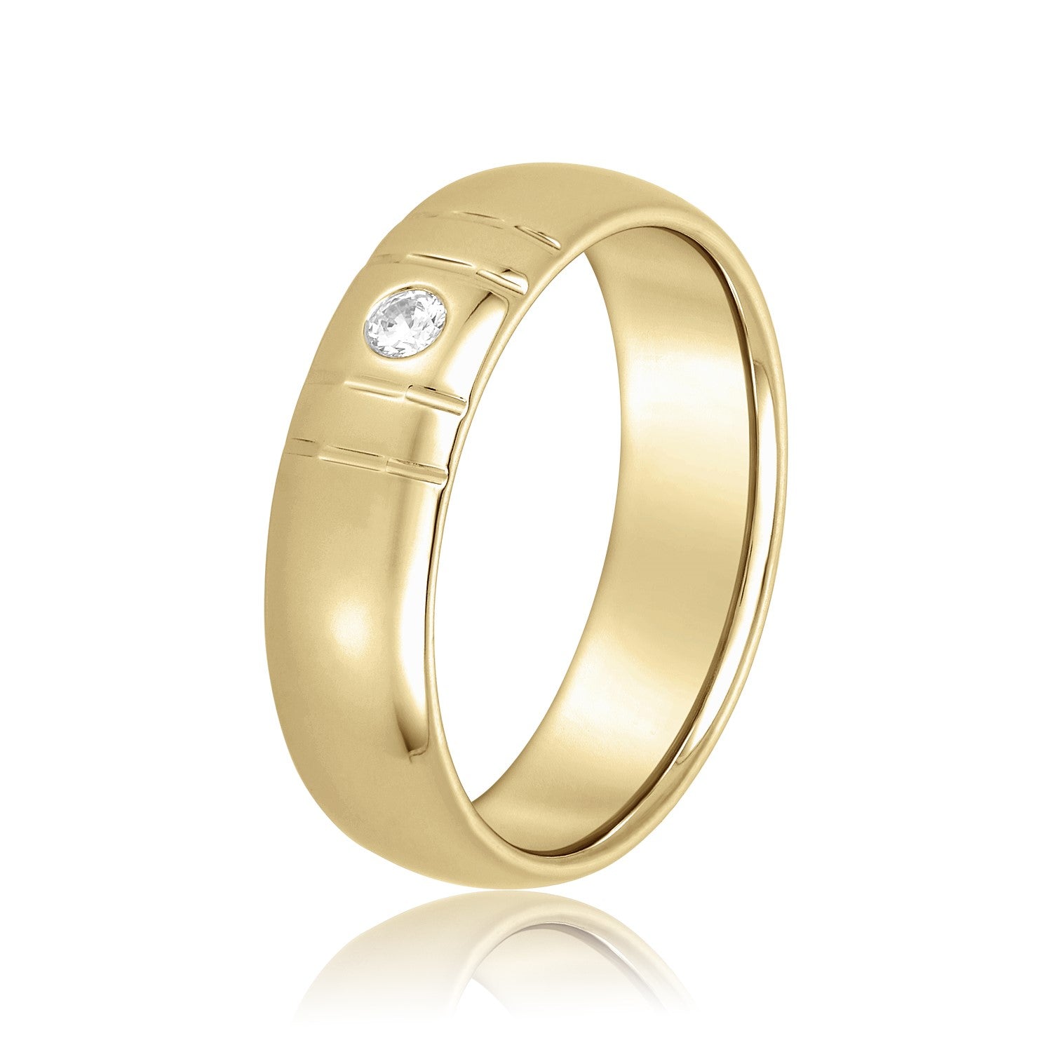 Bezel Set Single Diamond Men's Wedding Band-VIRABYANI