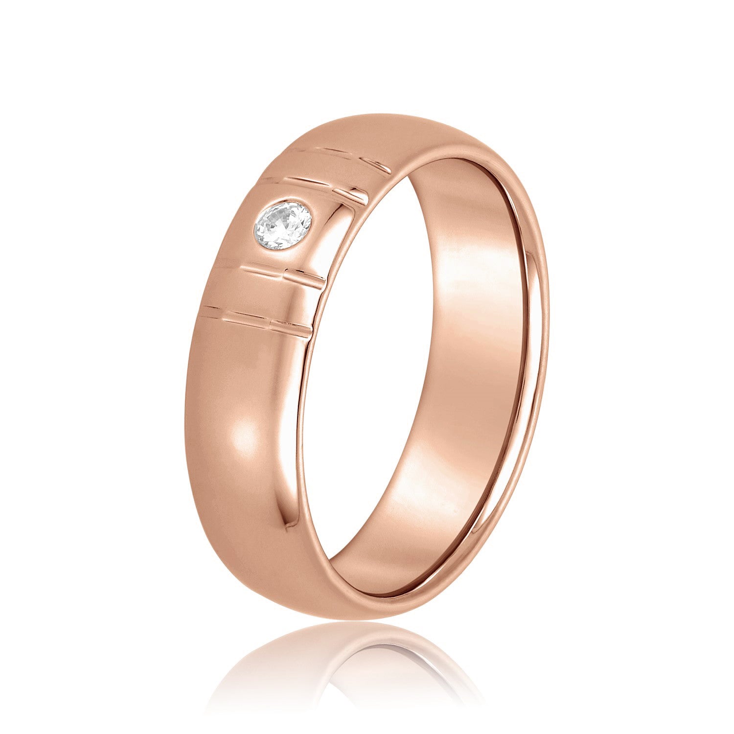 Bezel Set Single Diamond Men's Wedding Band-VIRABYANI