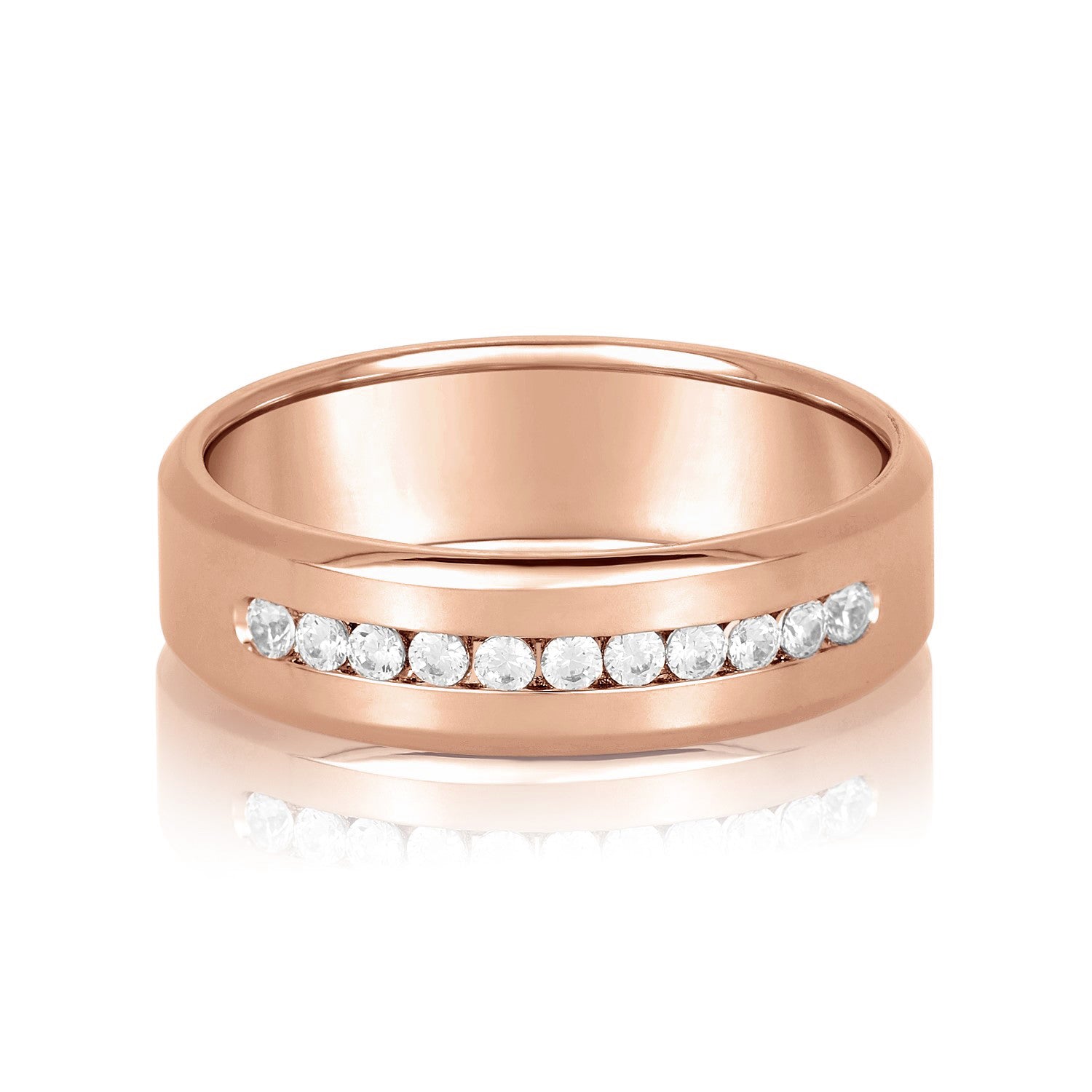 Channel Set Diamond Classic Men's Band-VIRABYANI