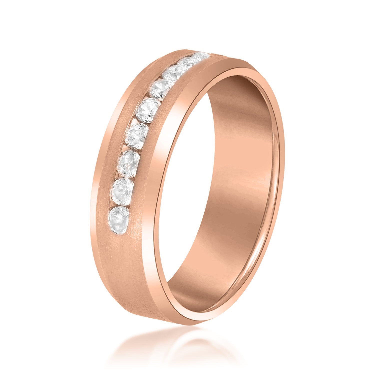 Beveled Channel Set Diamond Men's Band-VIRABYANI