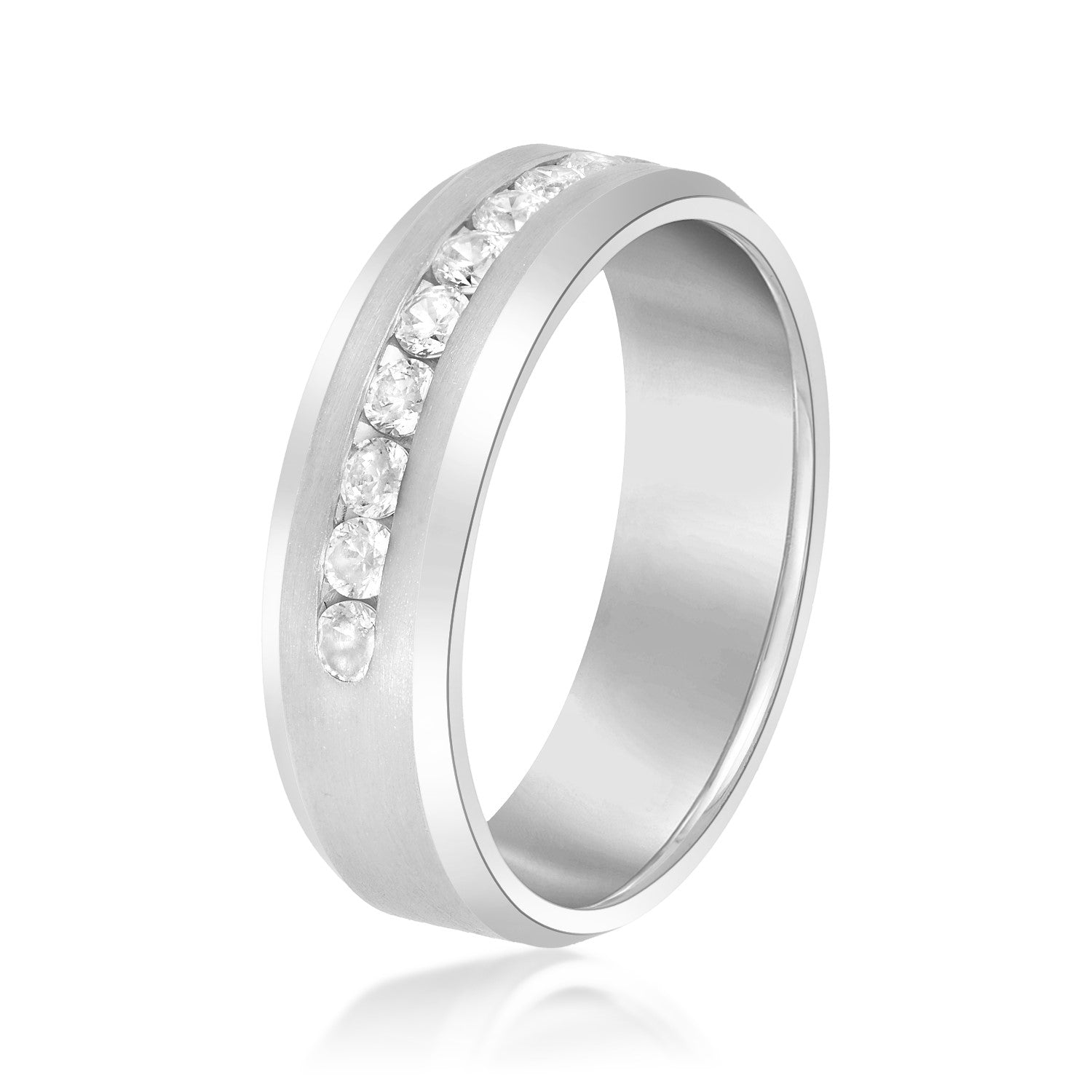 Beveled Channel Set Diamond Men's Band-VIRABYANI