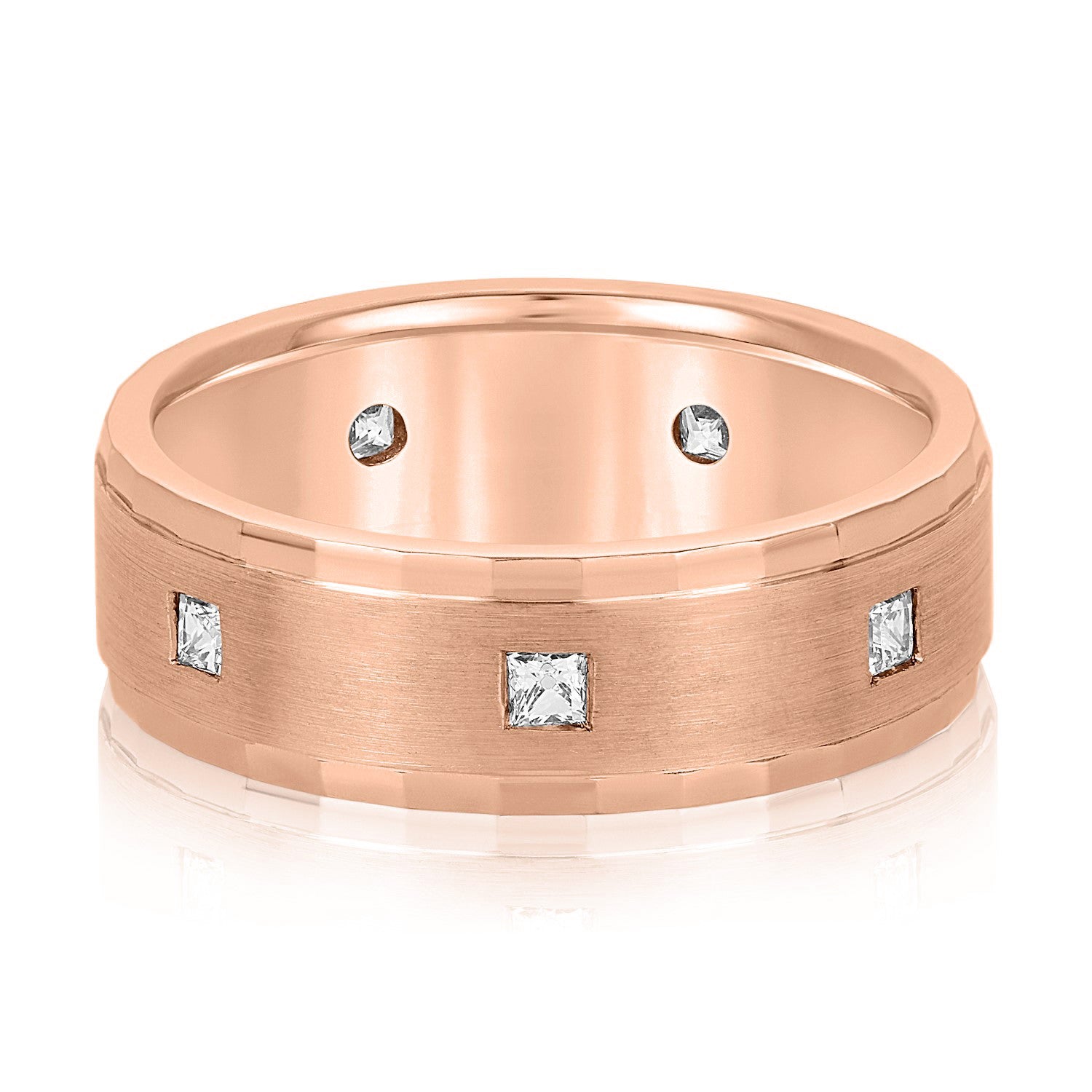 Bezel Set Princess Cut Diamond Men's Wedding Band-VIRABYANI