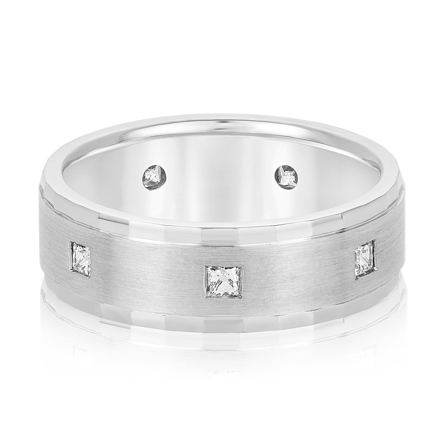 Bezel Set Princess Cut Diamond Men's Wedding Band-VIRABYANI