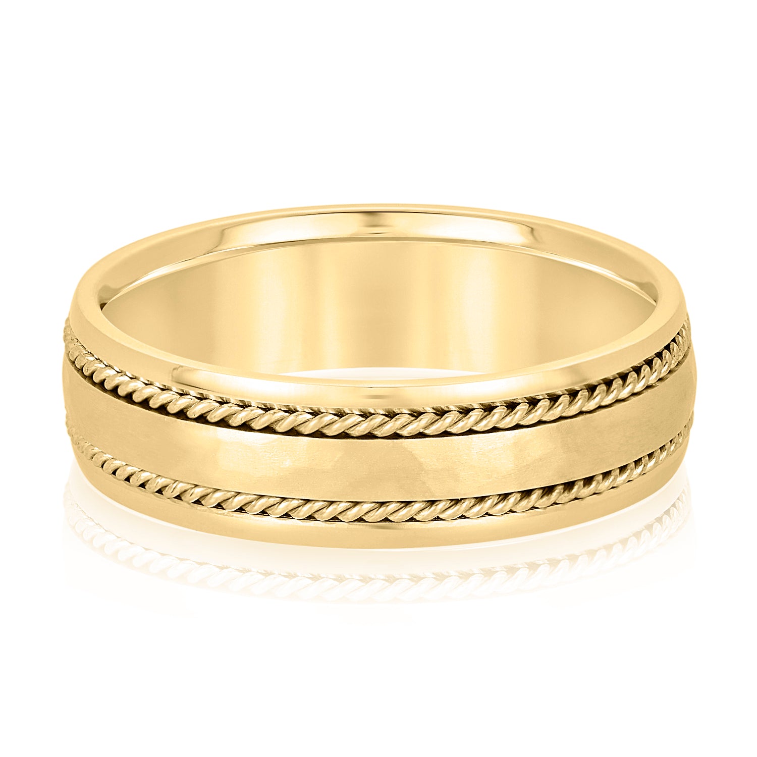 Men's Double Wide Rope Design Plain Wedding Band-VIRABYANI