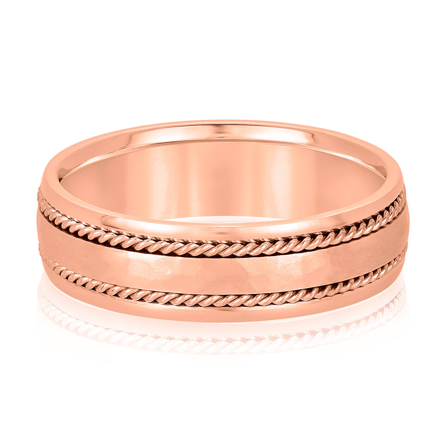 Men's Double Wide Rope Design Plain Wedding Band-VIRABYANI