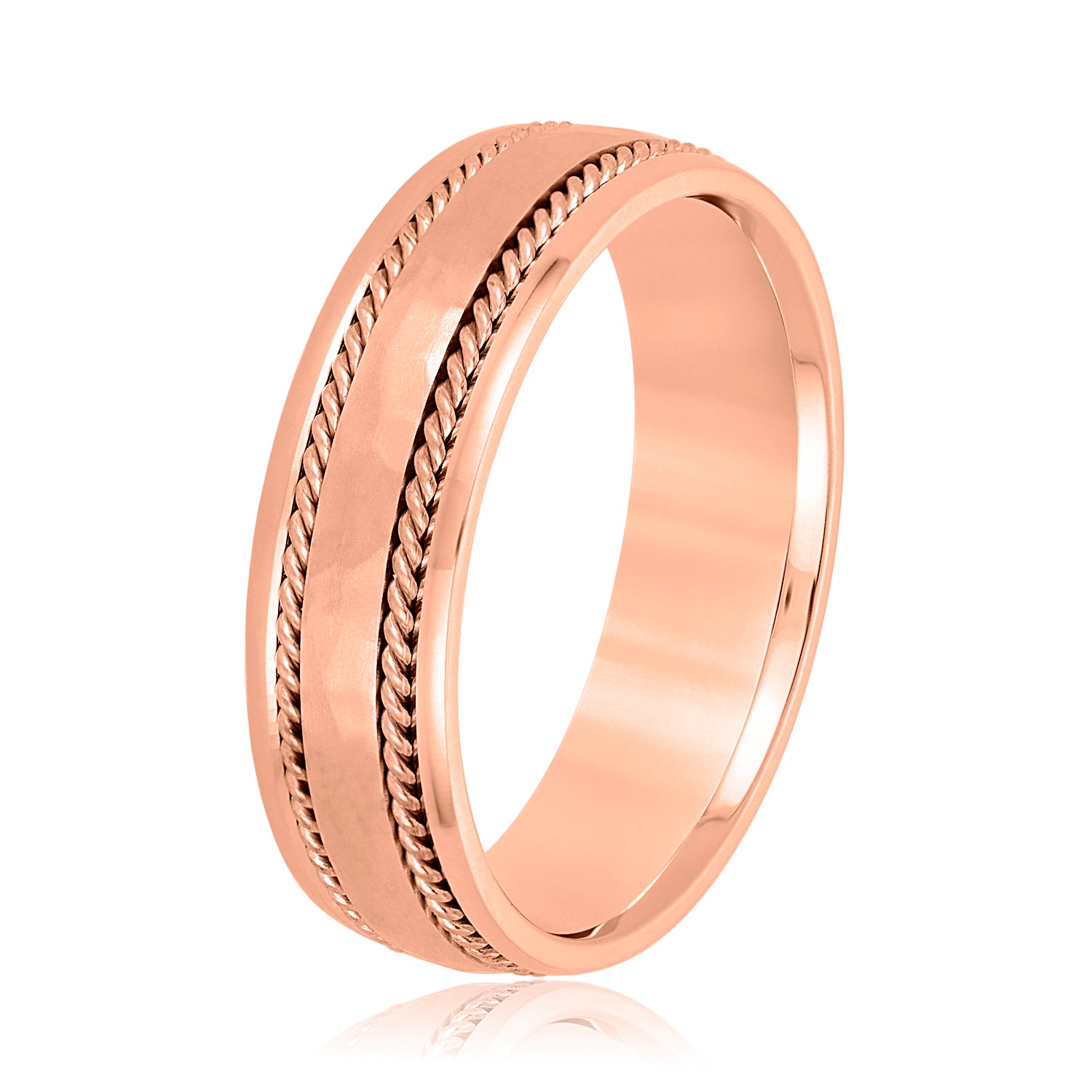 Men's Double Wide Rope Design Plain Wedding Band-VIRABYANI