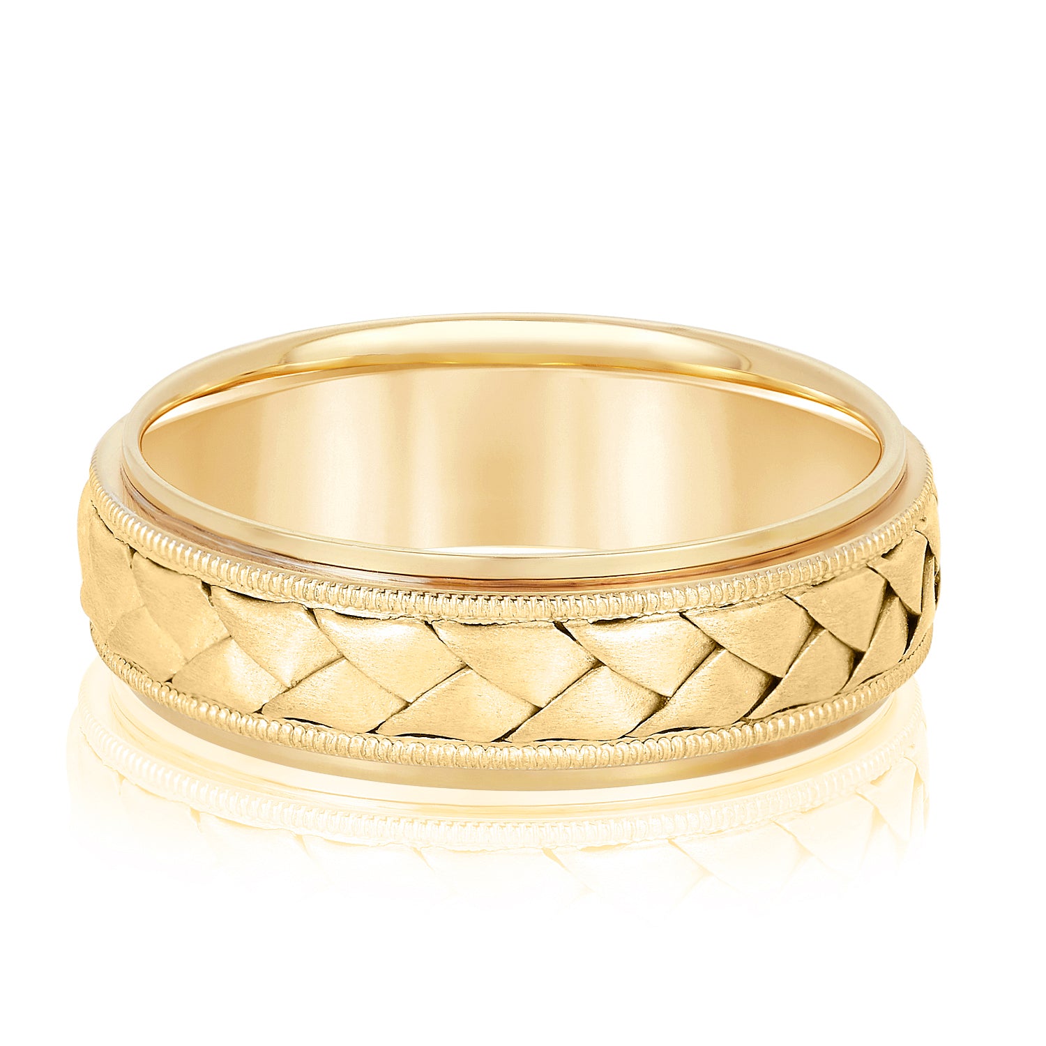 Hand Braided Milgrain Edges Men's Wedding Band-VIRABYANI