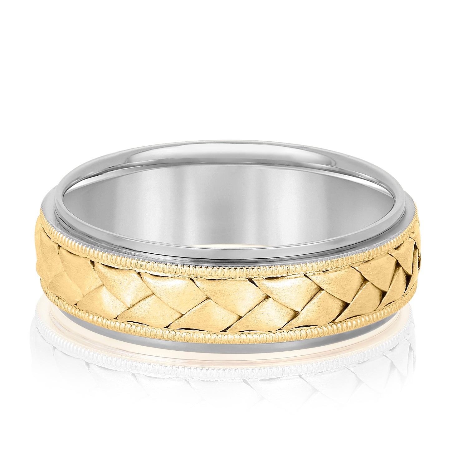 Hand Braided Milgrain Edges Men's Wedding Band-VIRABYANI