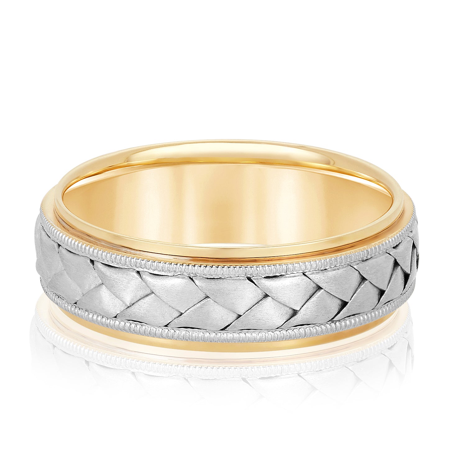 Hand Braided Milgrain Edges Men's Wedding Band-VIRABYANI