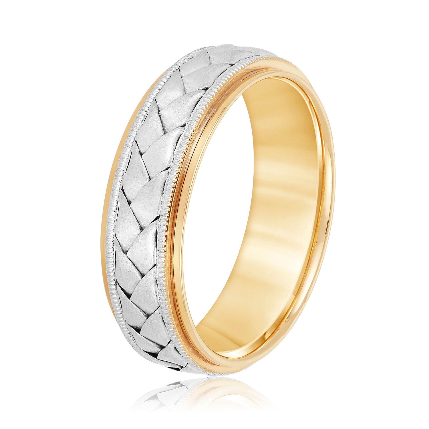 Hand Braided Milgrain Edges Men's Wedding Band-VIRABYANI