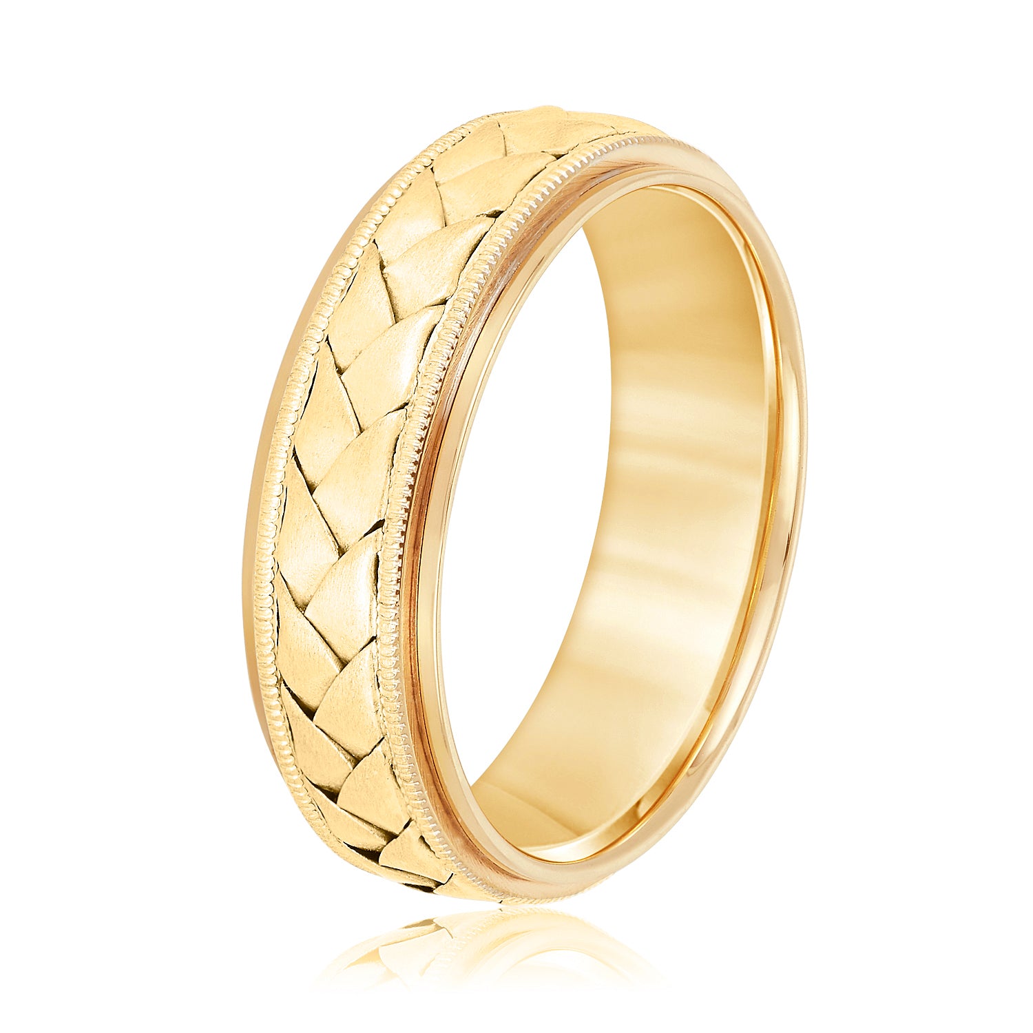 Hand Braided Milgrain Edges Men's Wedding Band-VIRABYANI