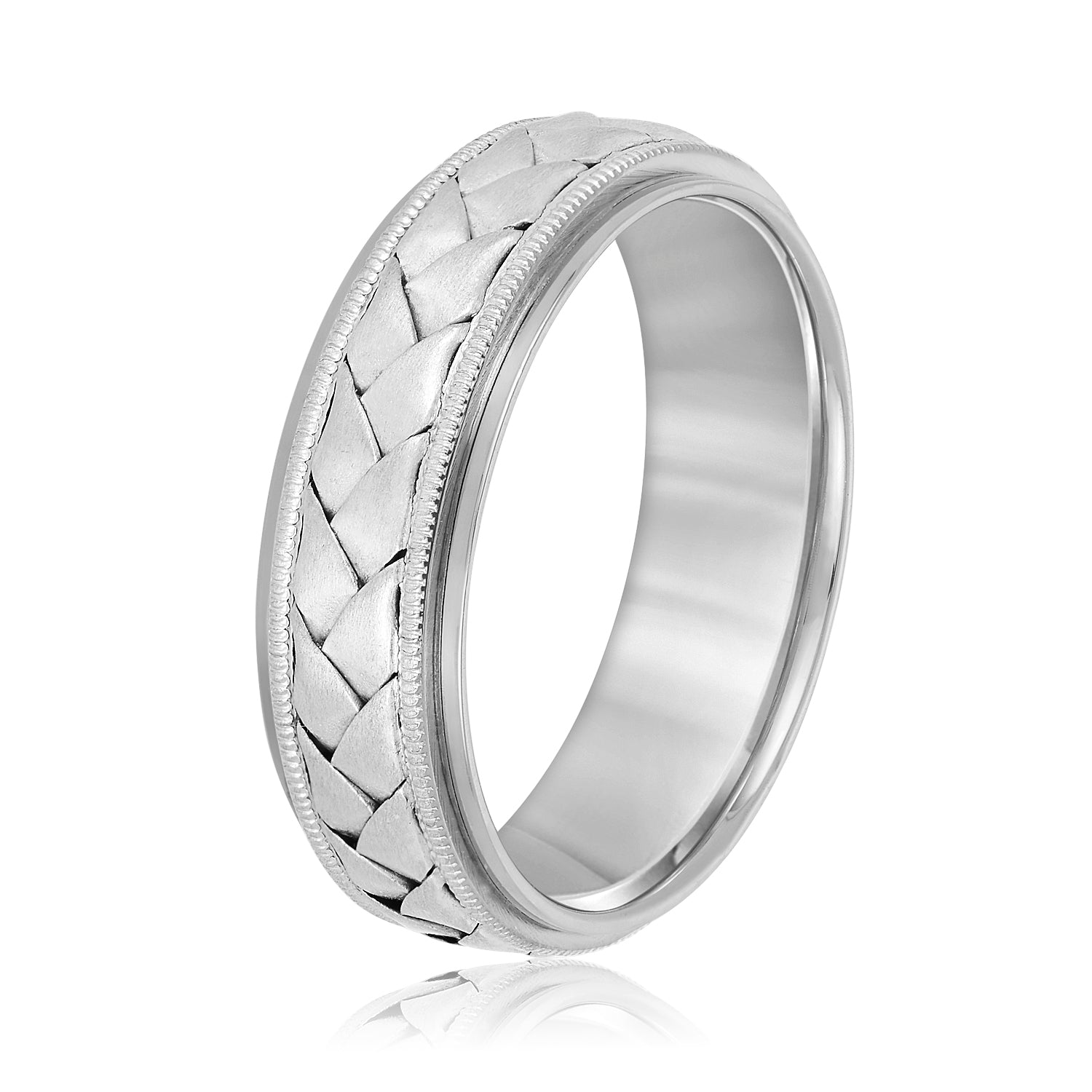 Hand Braided Milgrain Edges Men's Wedding Band-VIRABYANI