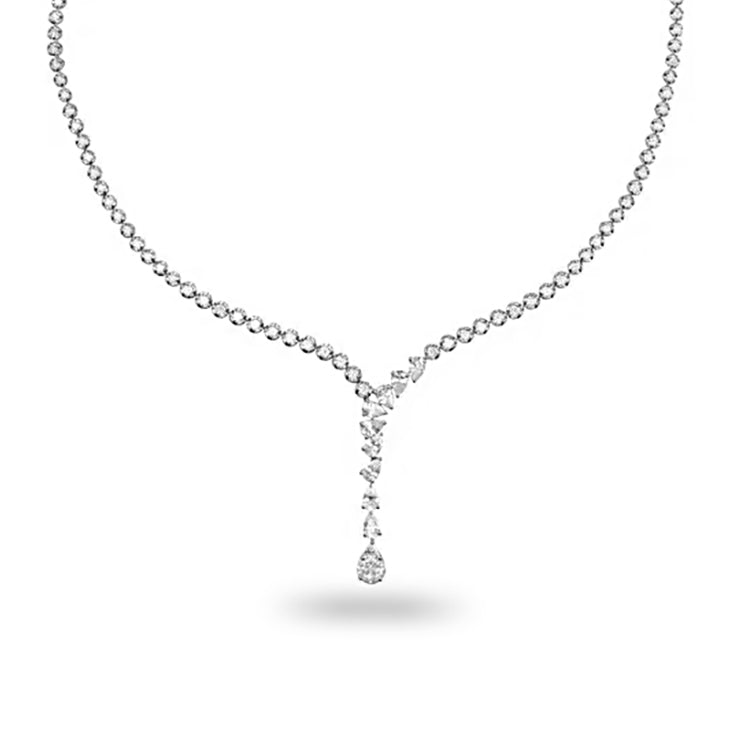 5.50 ct. Pear Shape Diamond Cluster-Tennis Necklace-VIRABYANI