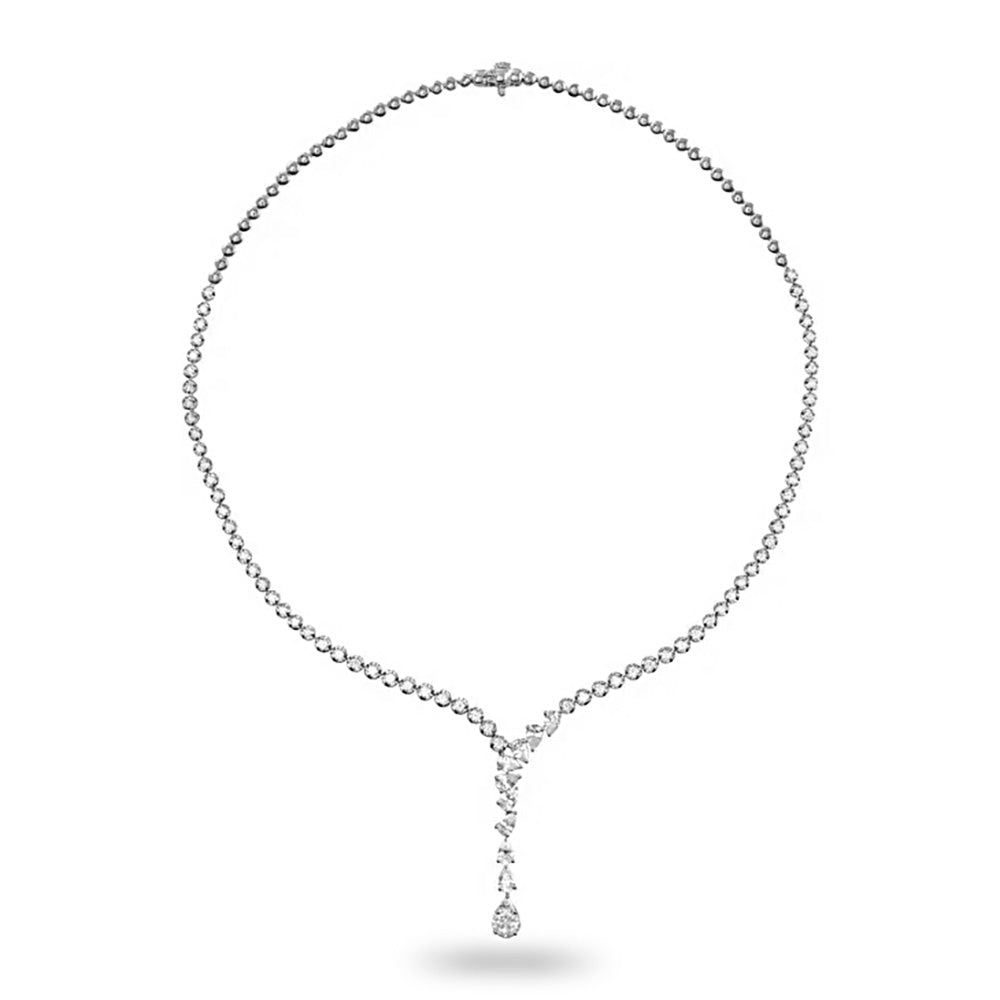 5.50 ct. Pear Shape Diamond Cluster-Tennis Necklace-VIRABYANI