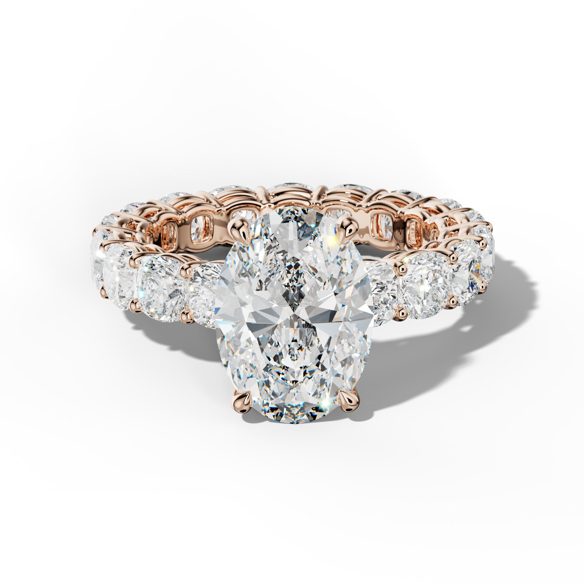Celine Oval Diamond Engagement Ring With Cushion Side Stones