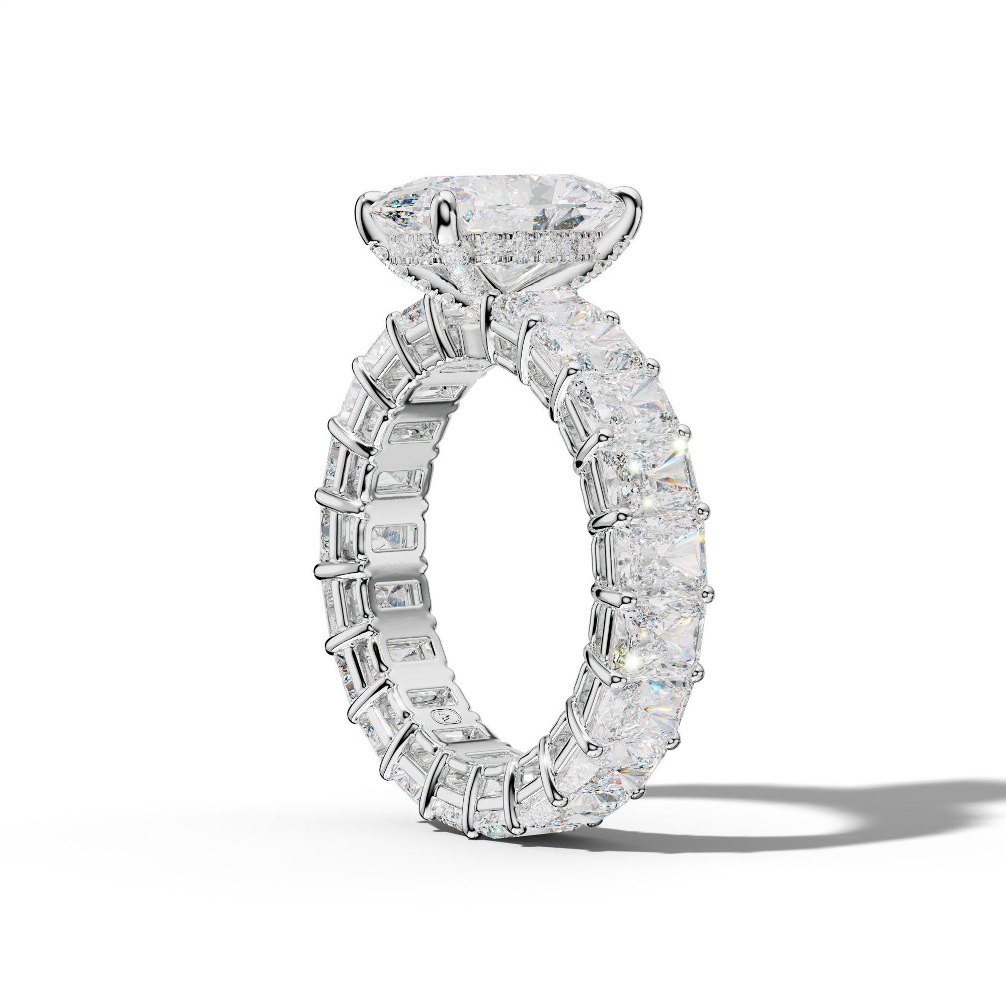 Soraya Oval Diamond Engagement Ring With Radiant Side Stones