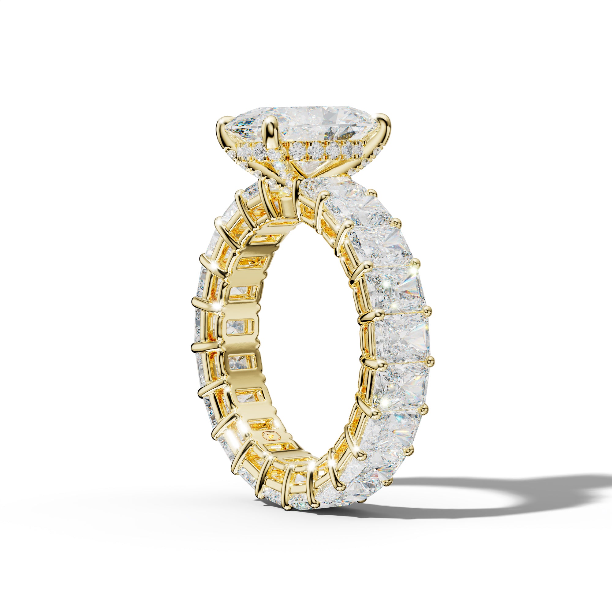 Soraya Oval Diamond Engagement Ring With Radiant Side Stones