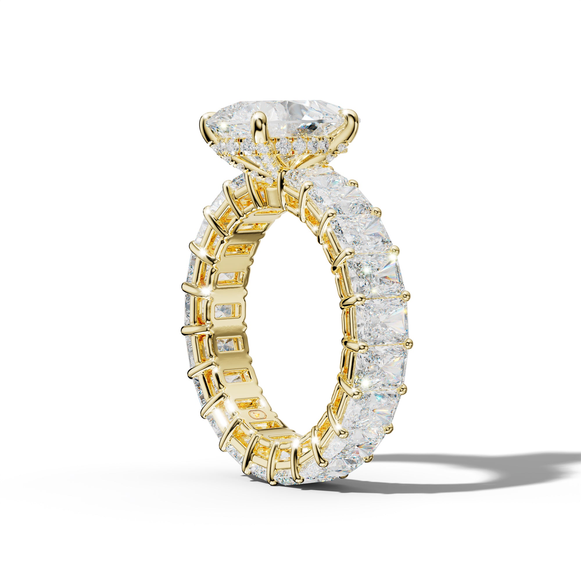Soraya Pear Shape Engagement Ring With Radiant Side Stones