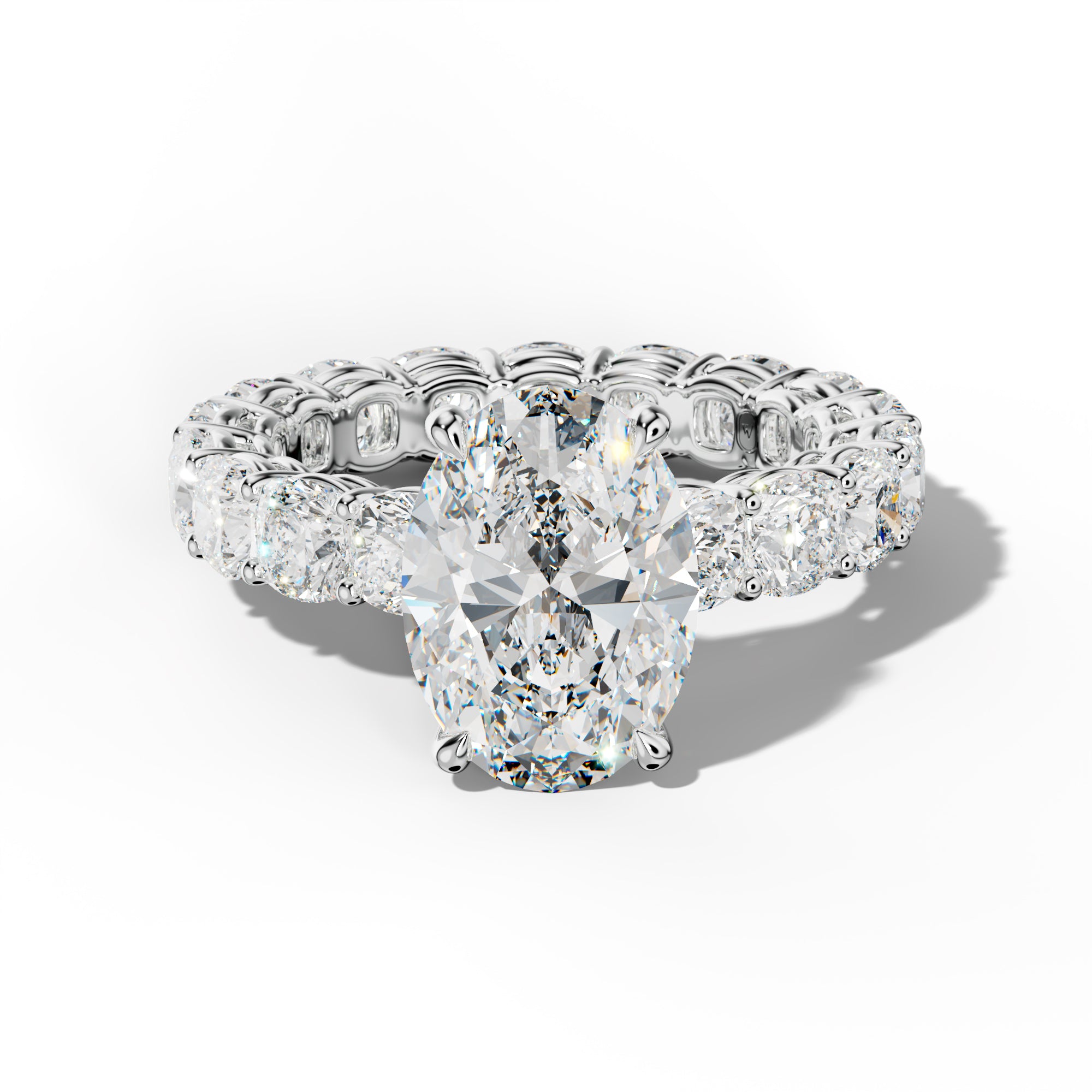 Celine Oval Diamond Engagement Ring With Cushion Side Stones
