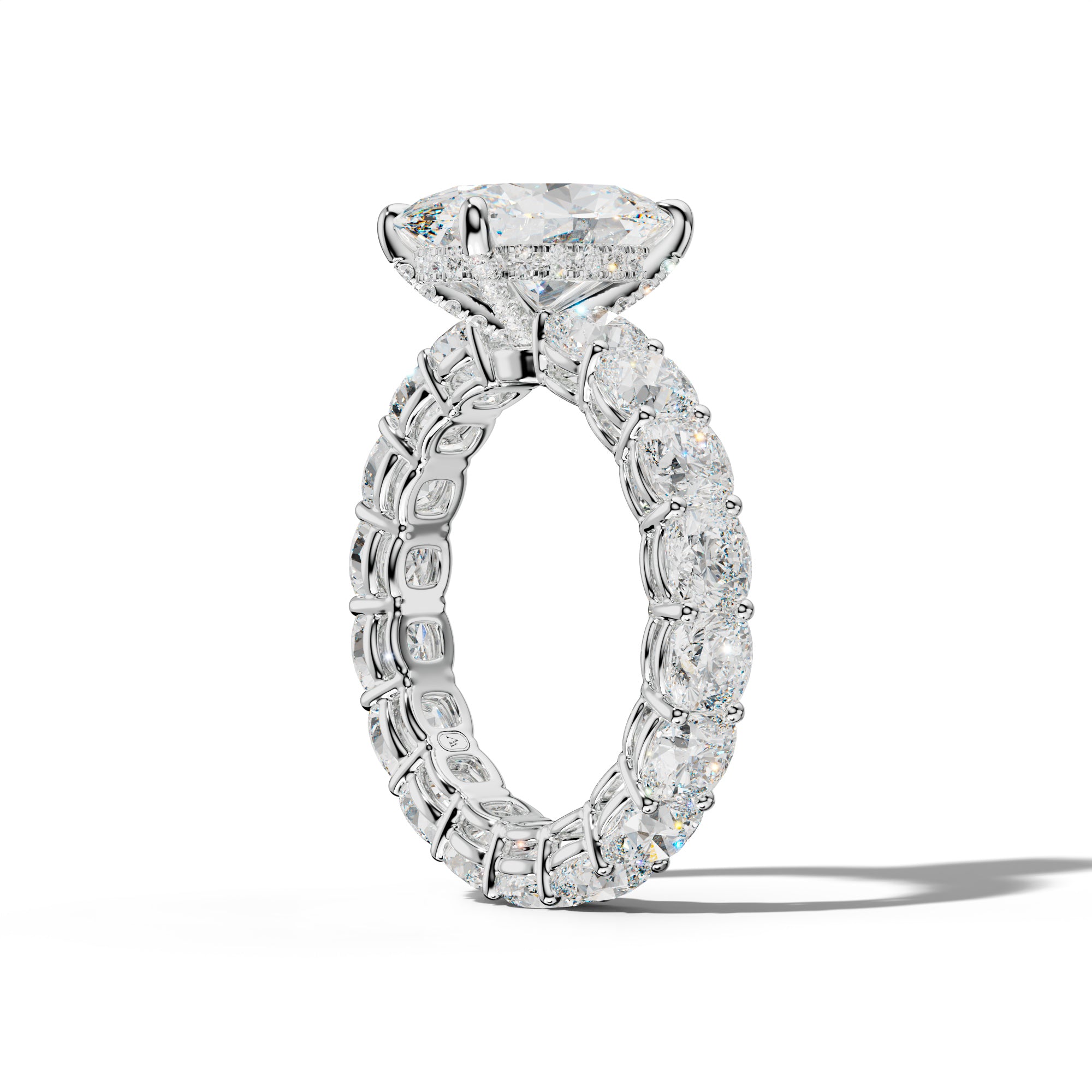 Celine Oval Diamond Engagement Ring With Cushion Side Stones