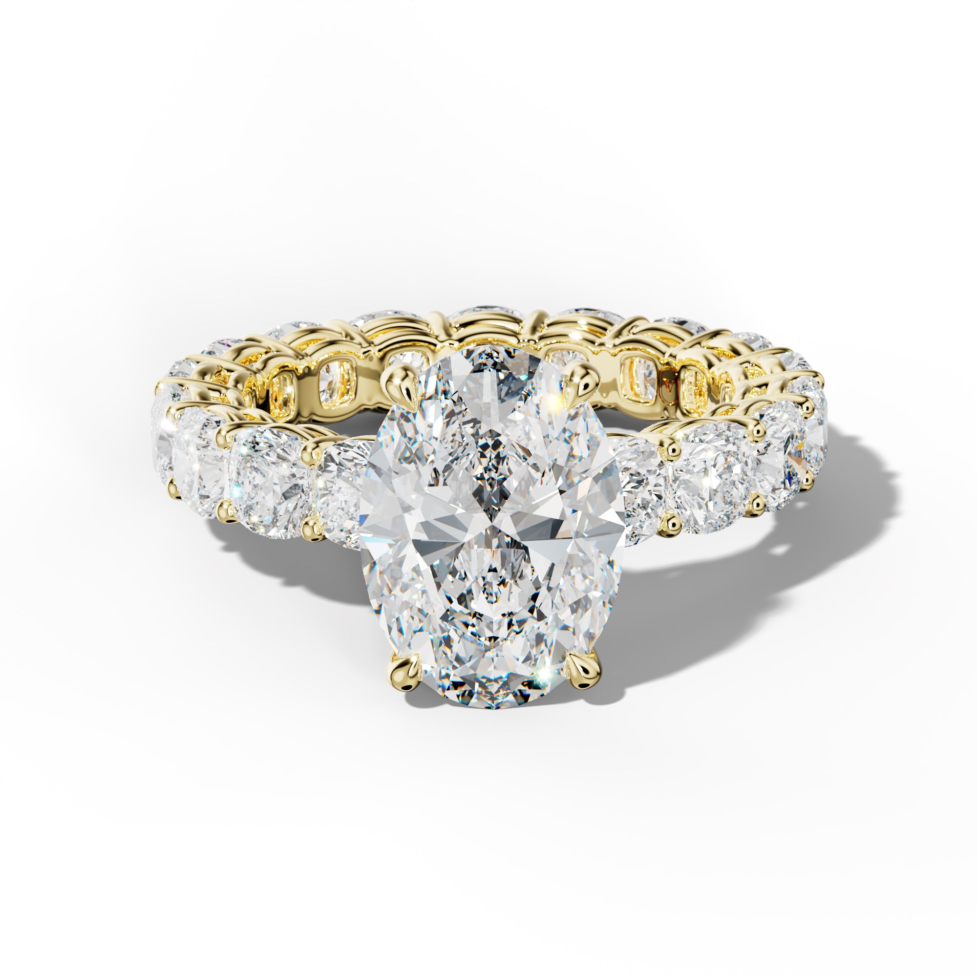 Celine Oval Diamond Engagement Ring With Cushion Side Stones