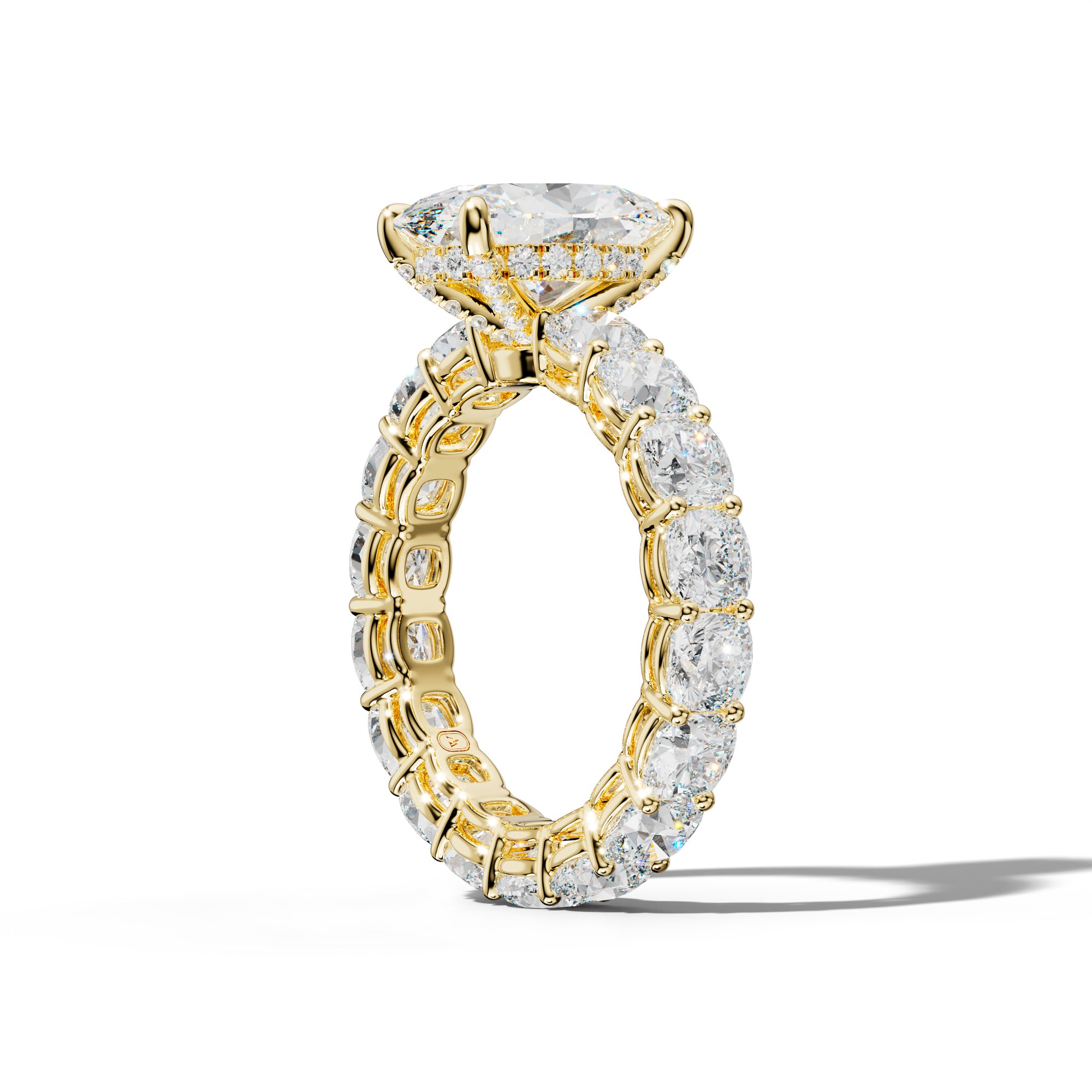 Celine Oval Diamond Engagement Ring With Cushion Side Stones