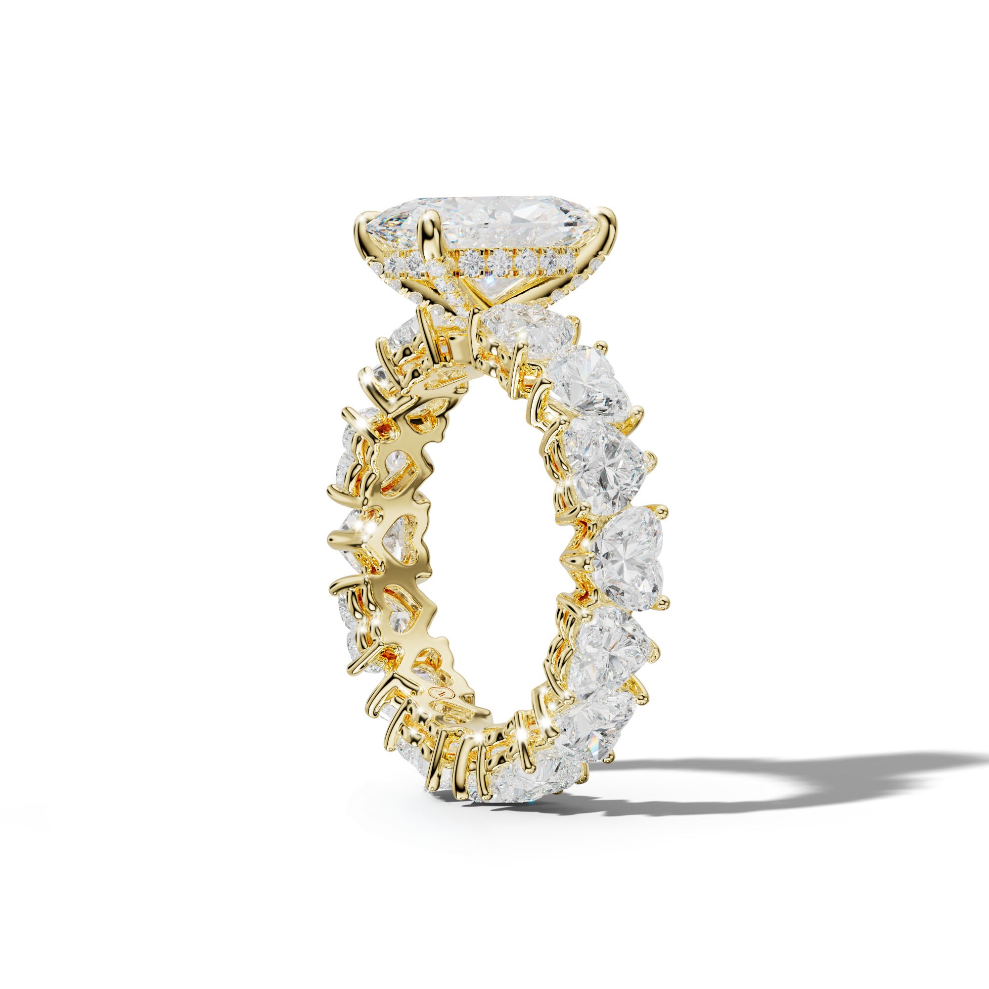 Melany Oval Diamond Engagement Ring With Heart Side Stones