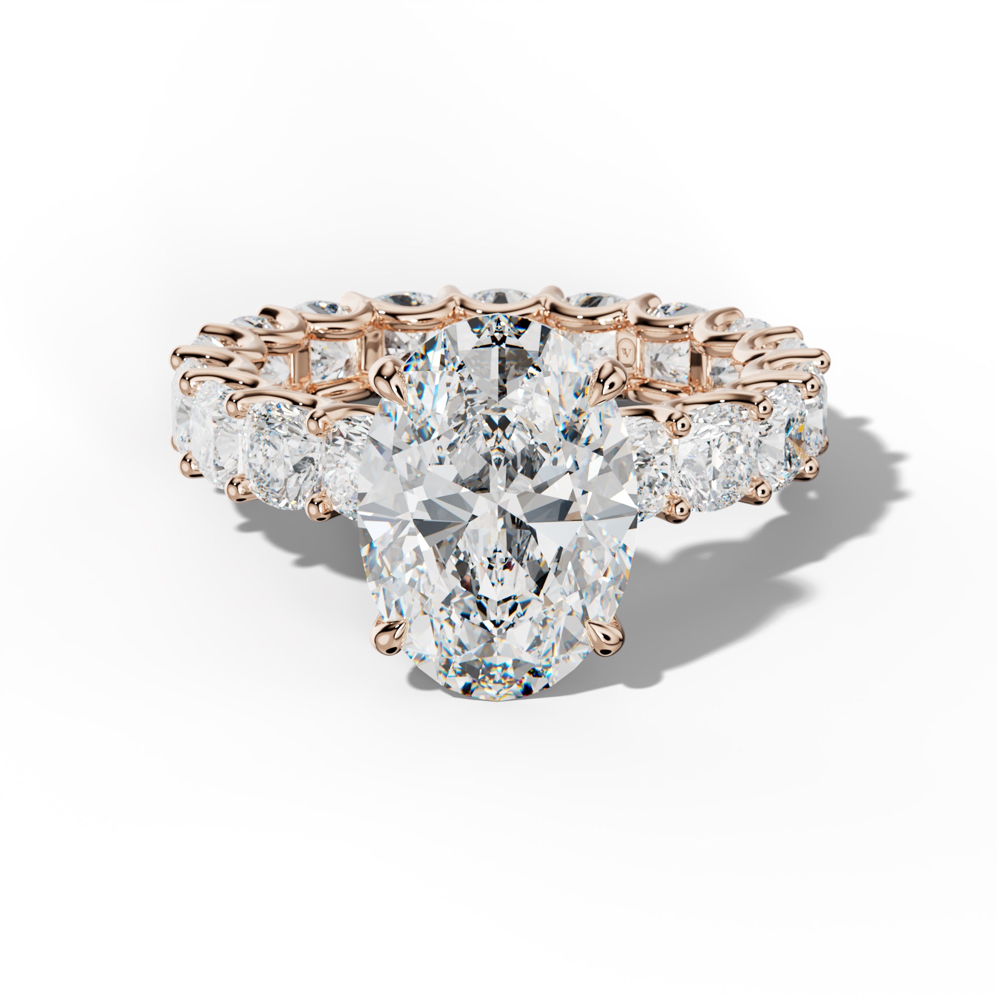 Karla Oval Diamond Engagement Ring With Cushion Side Stones