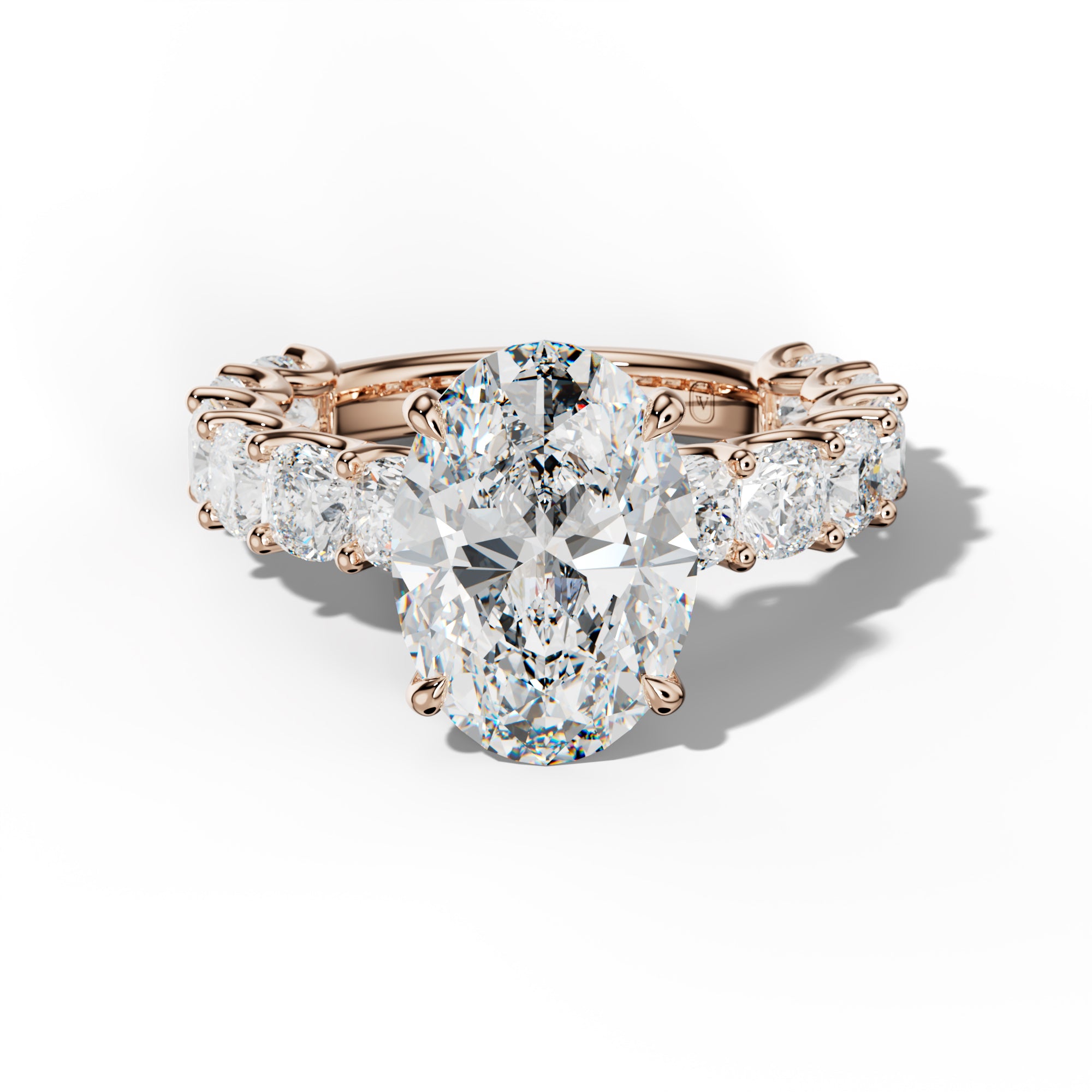 Daniela Oval Diamond Engagement Ring With Cushion Side Stones