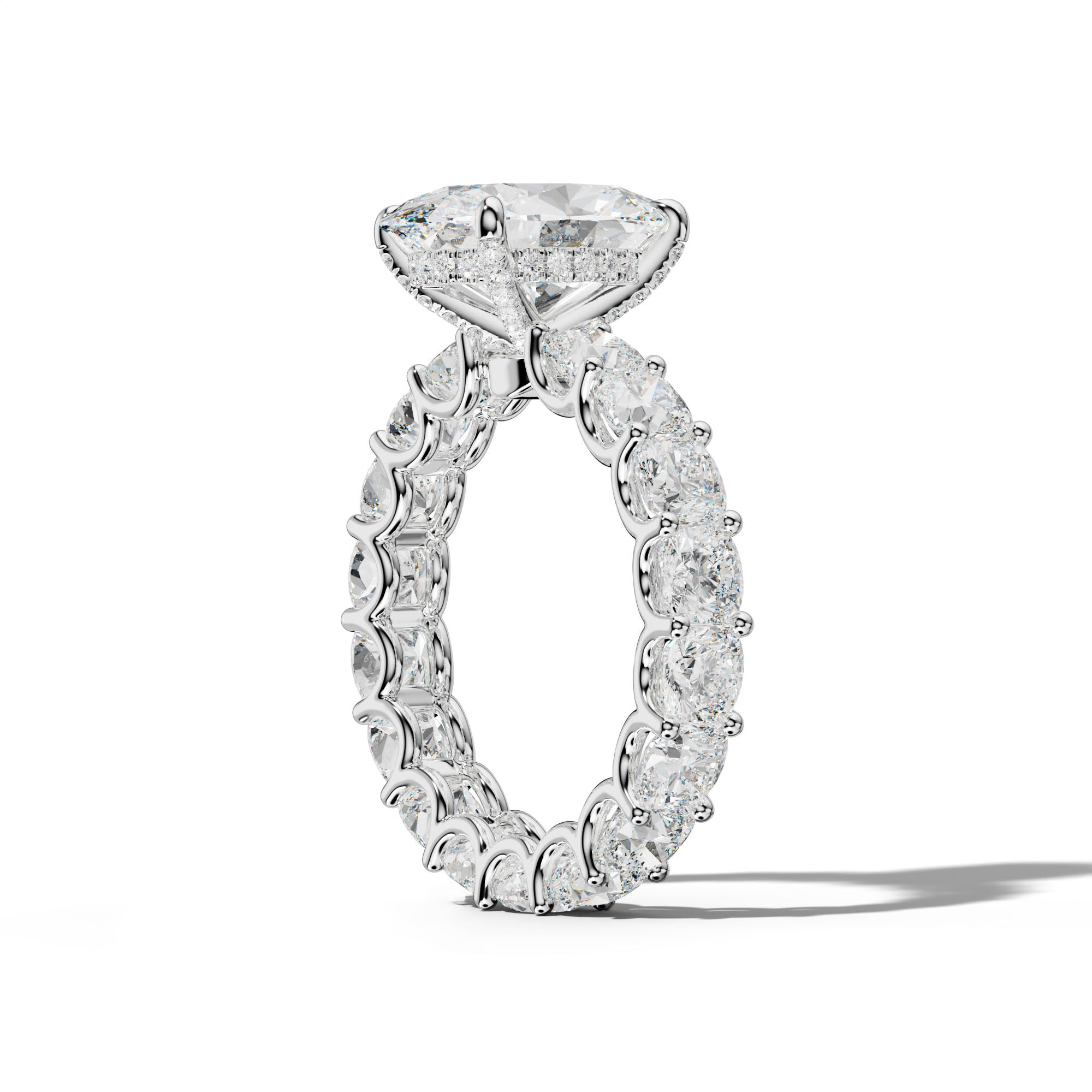 Karla Oval Diamond Engagement Ring With Cushion Side Stones