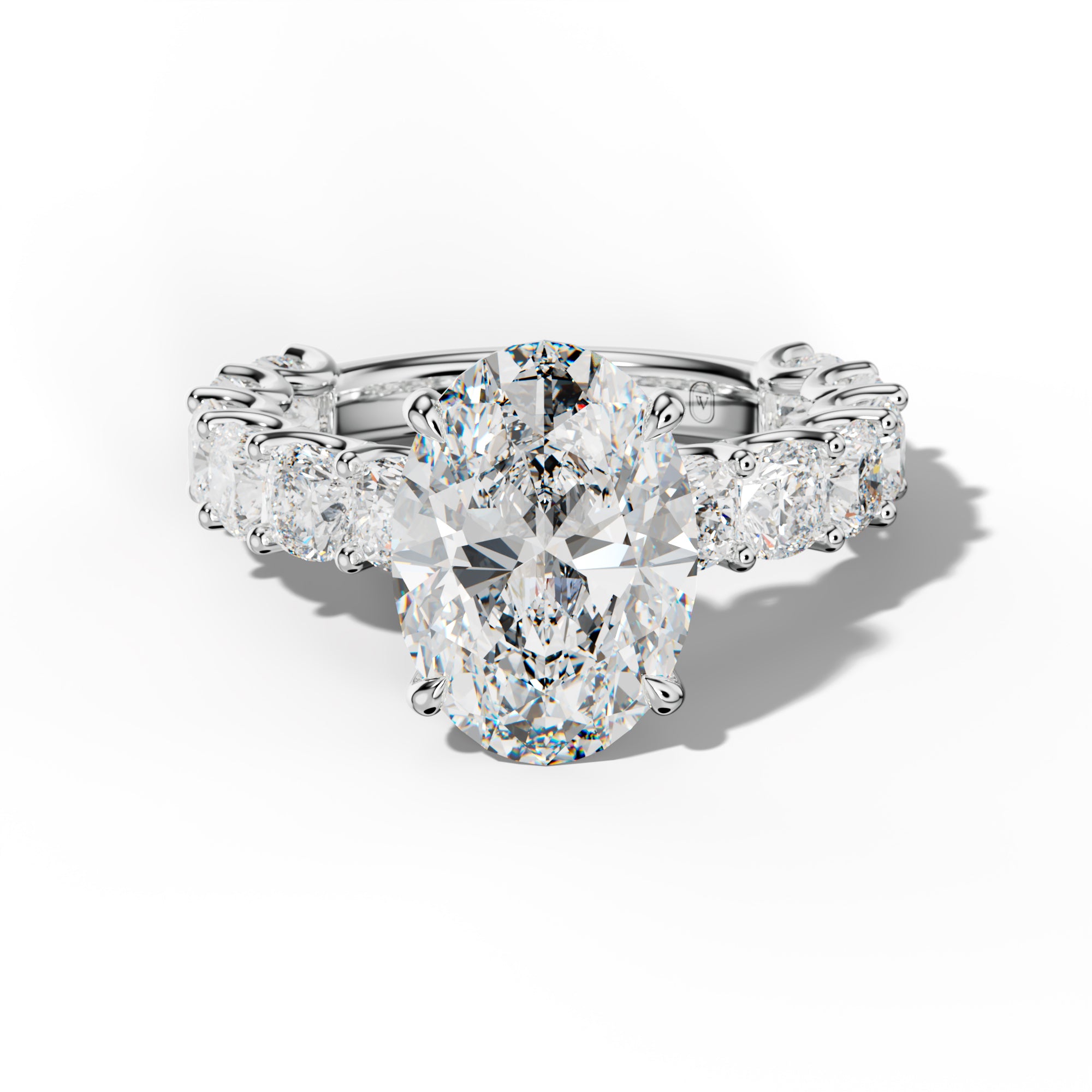 Daniela Oval Diamond Engagement Ring With Cushion Side Stones