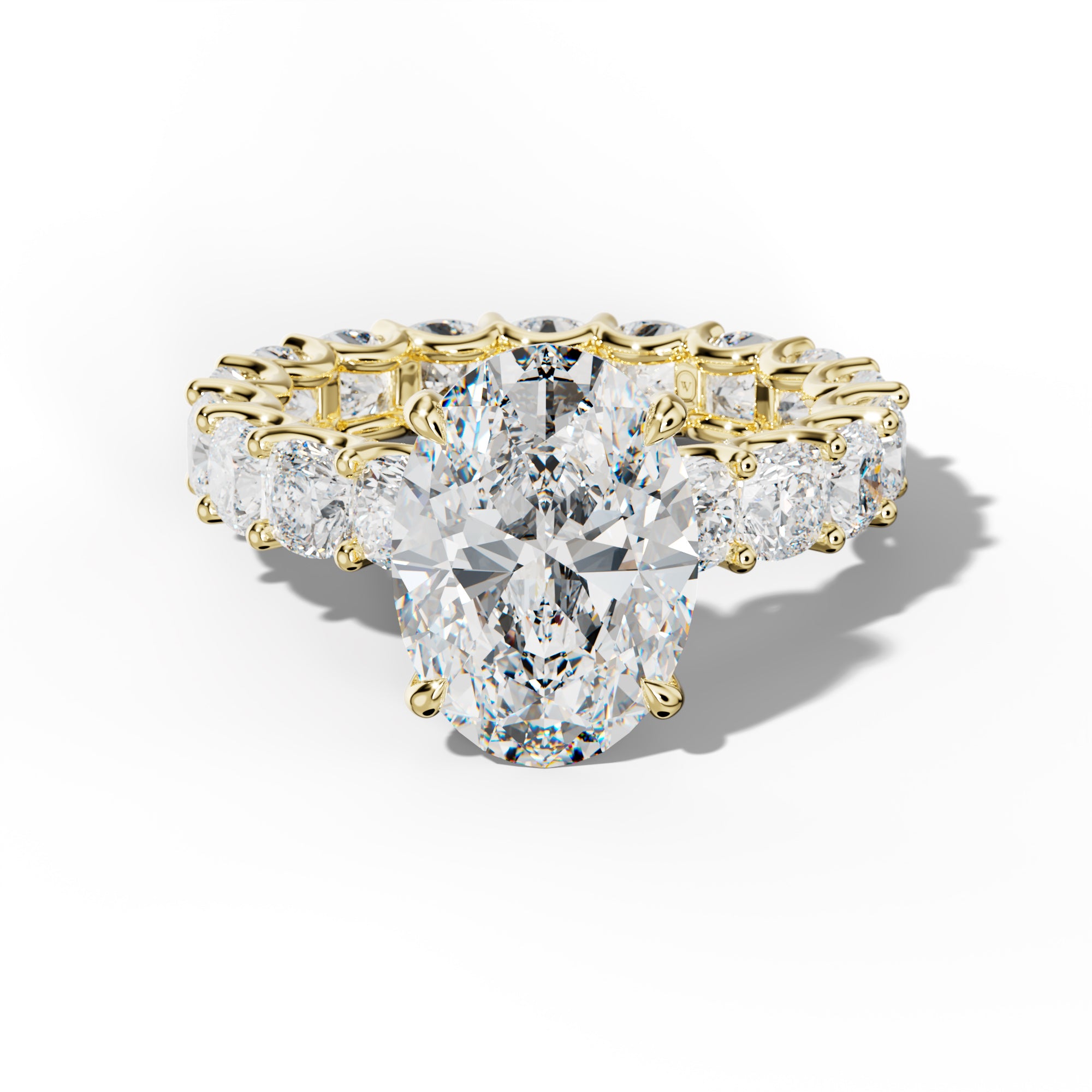 Karla Oval Diamond Engagement Ring With Cushion Side Stones