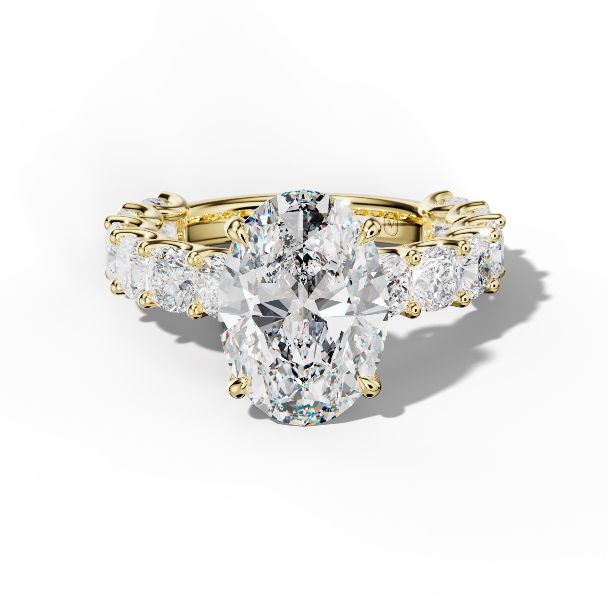 Daniela Oval Diamond Engagement Ring With Cushion Side Stones