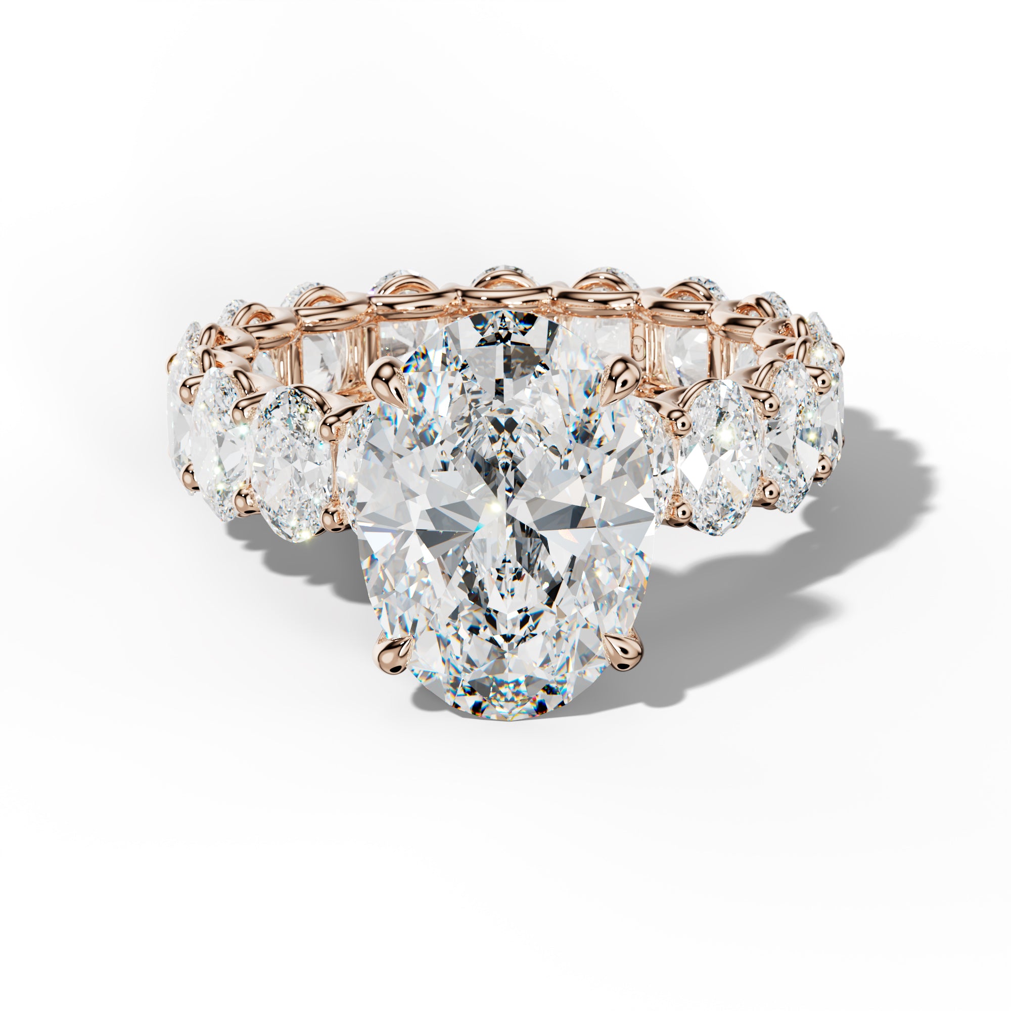 Helena Oval Diamond Engagement Ring With Oval Side Stones