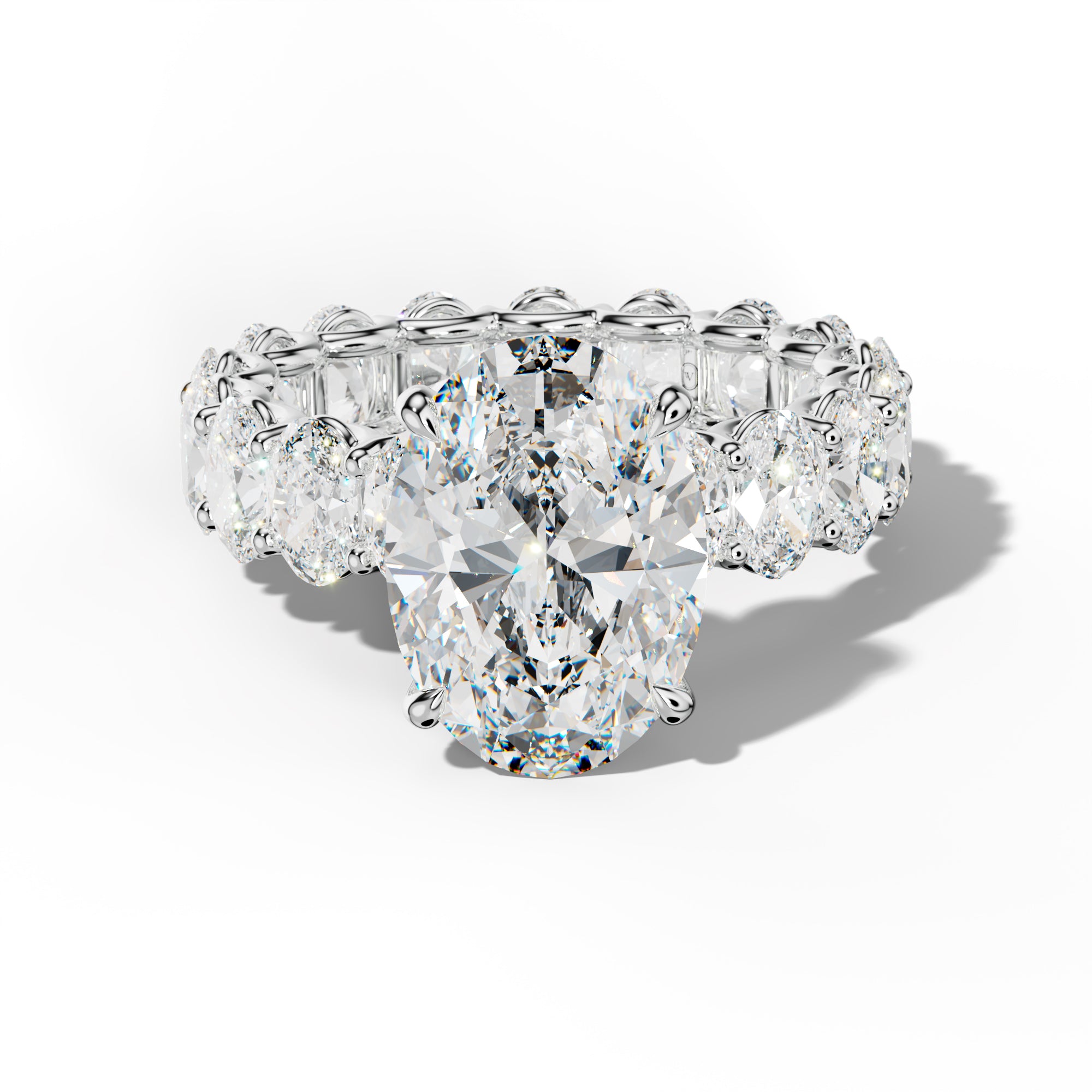 Helena Oval Diamond Engagement Ring With Oval Side Stones