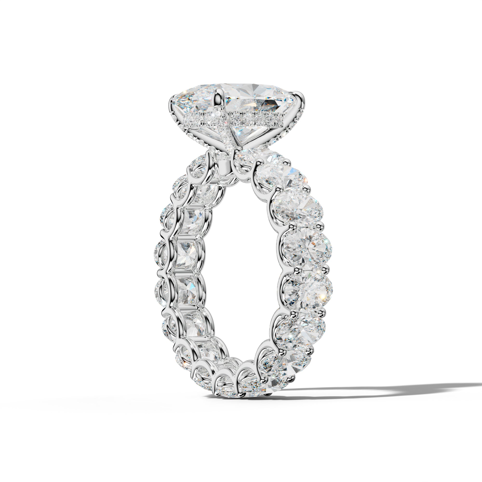 Helena Oval Diamond Engagement Ring With Oval Side Stones