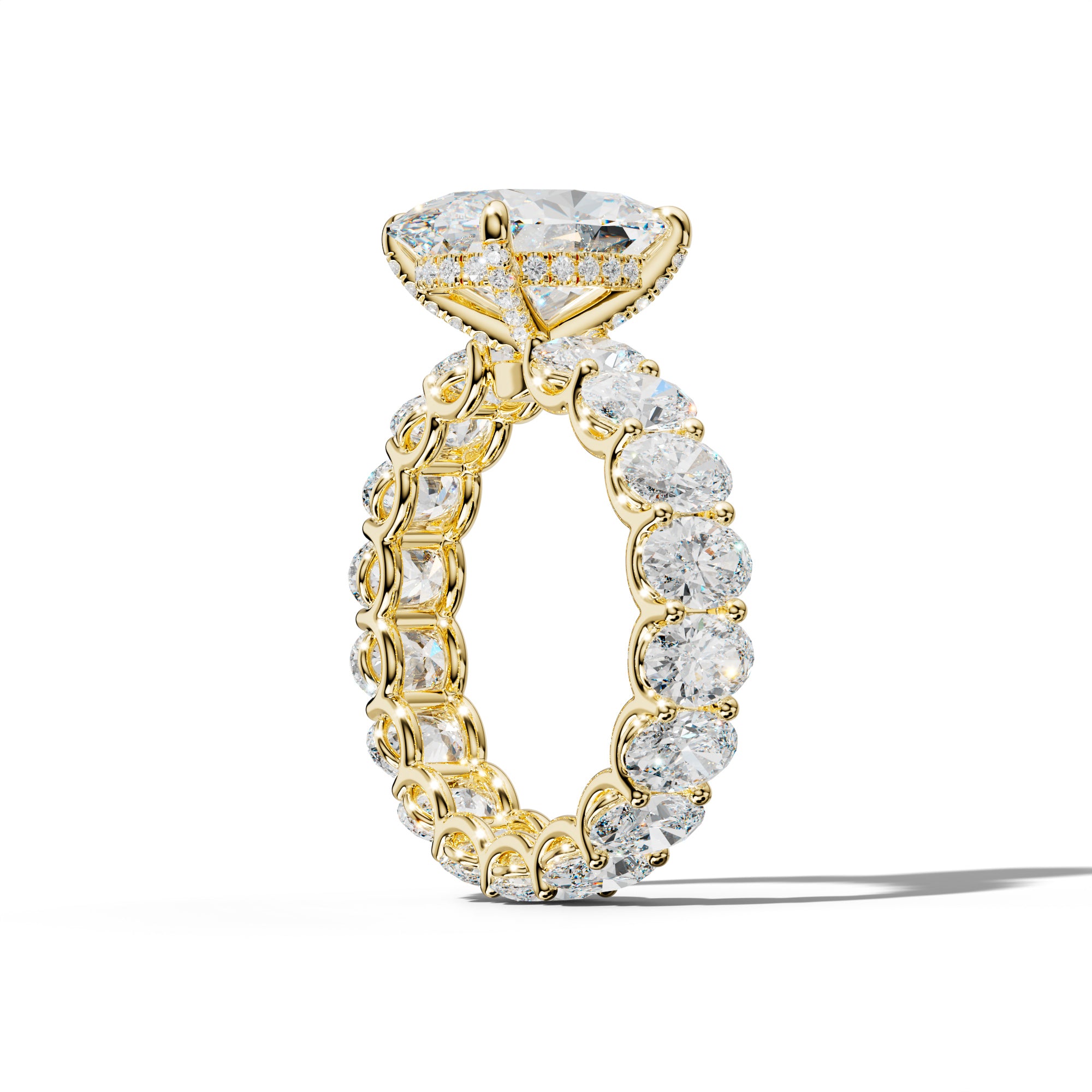 Helena Oval Diamond Engagement Ring With Oval Side Stones
