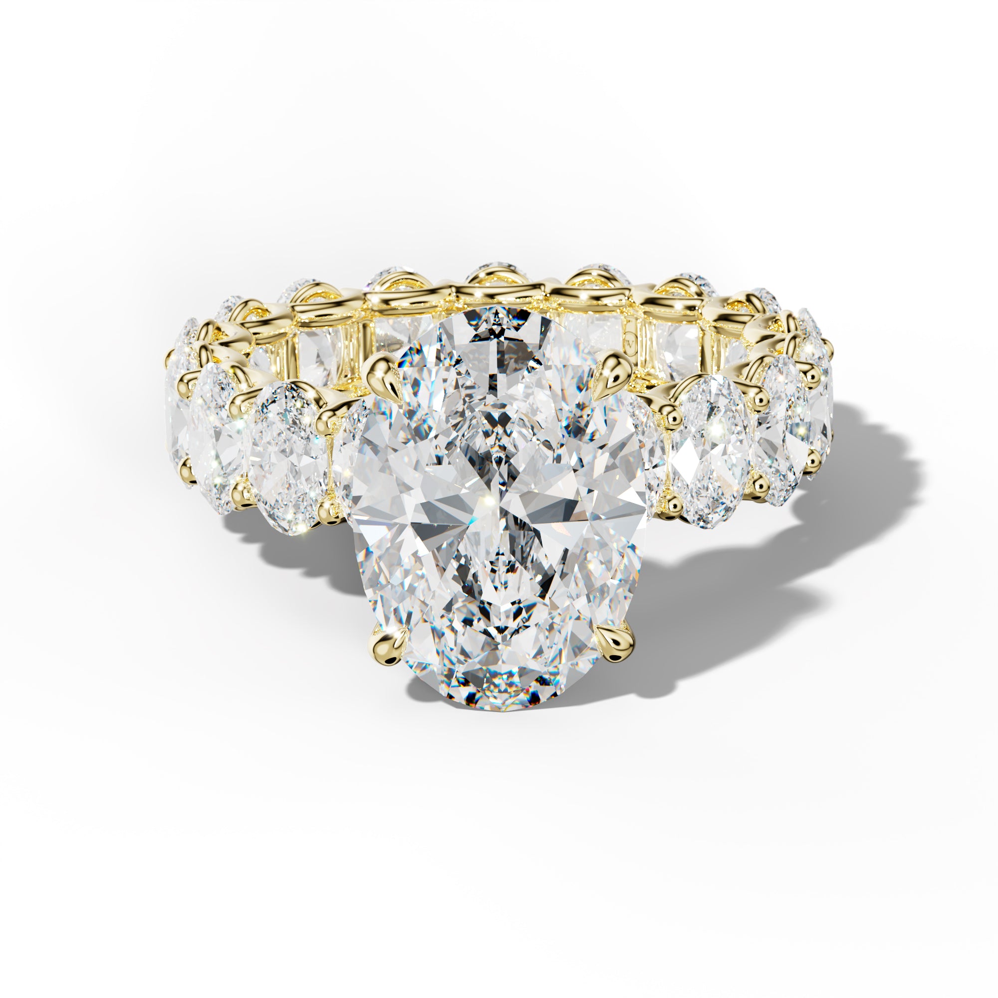 Helena Oval Diamond Engagement Ring With Oval Side Stones