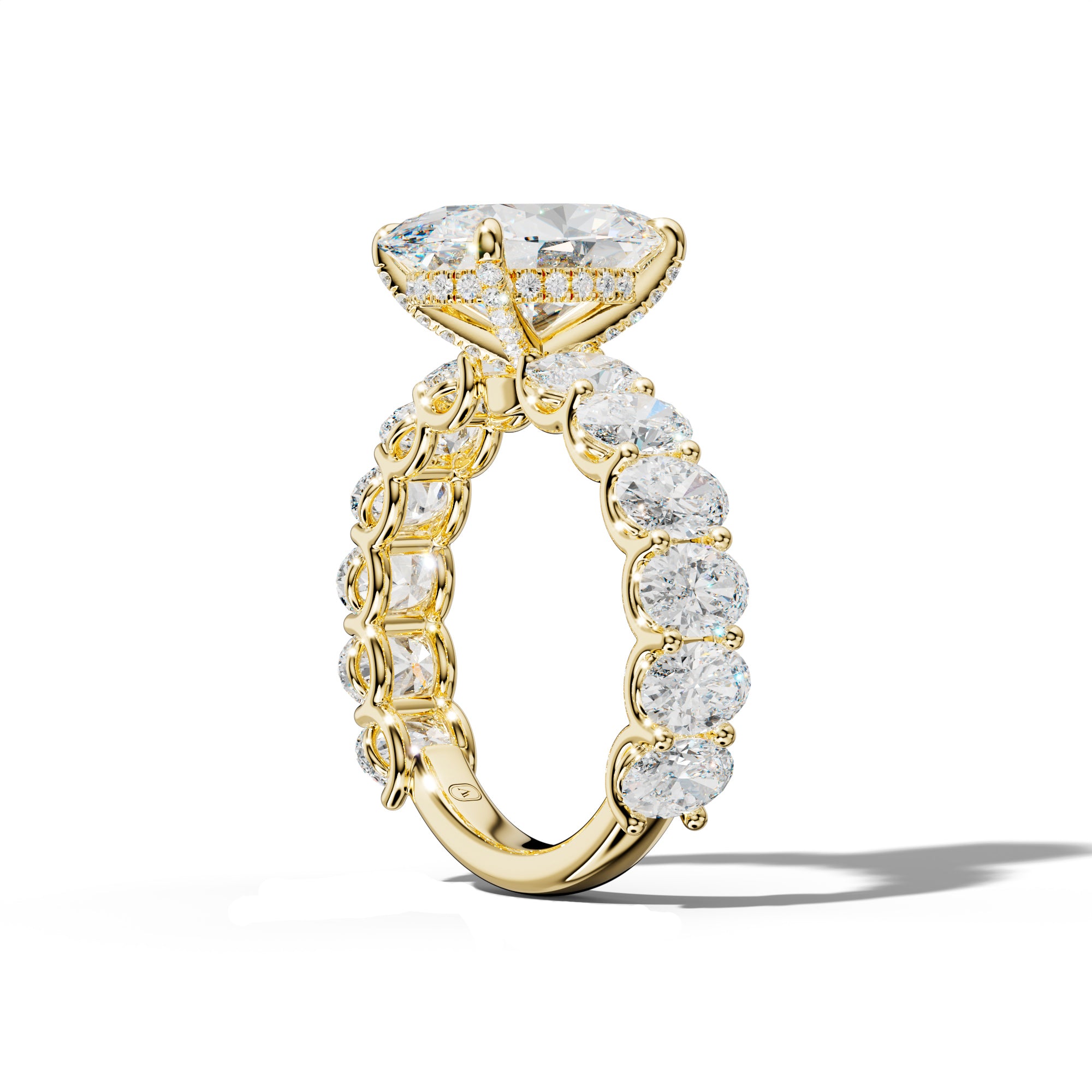 Ada Oval Diamond Engagement Ring With Oval Side Stones