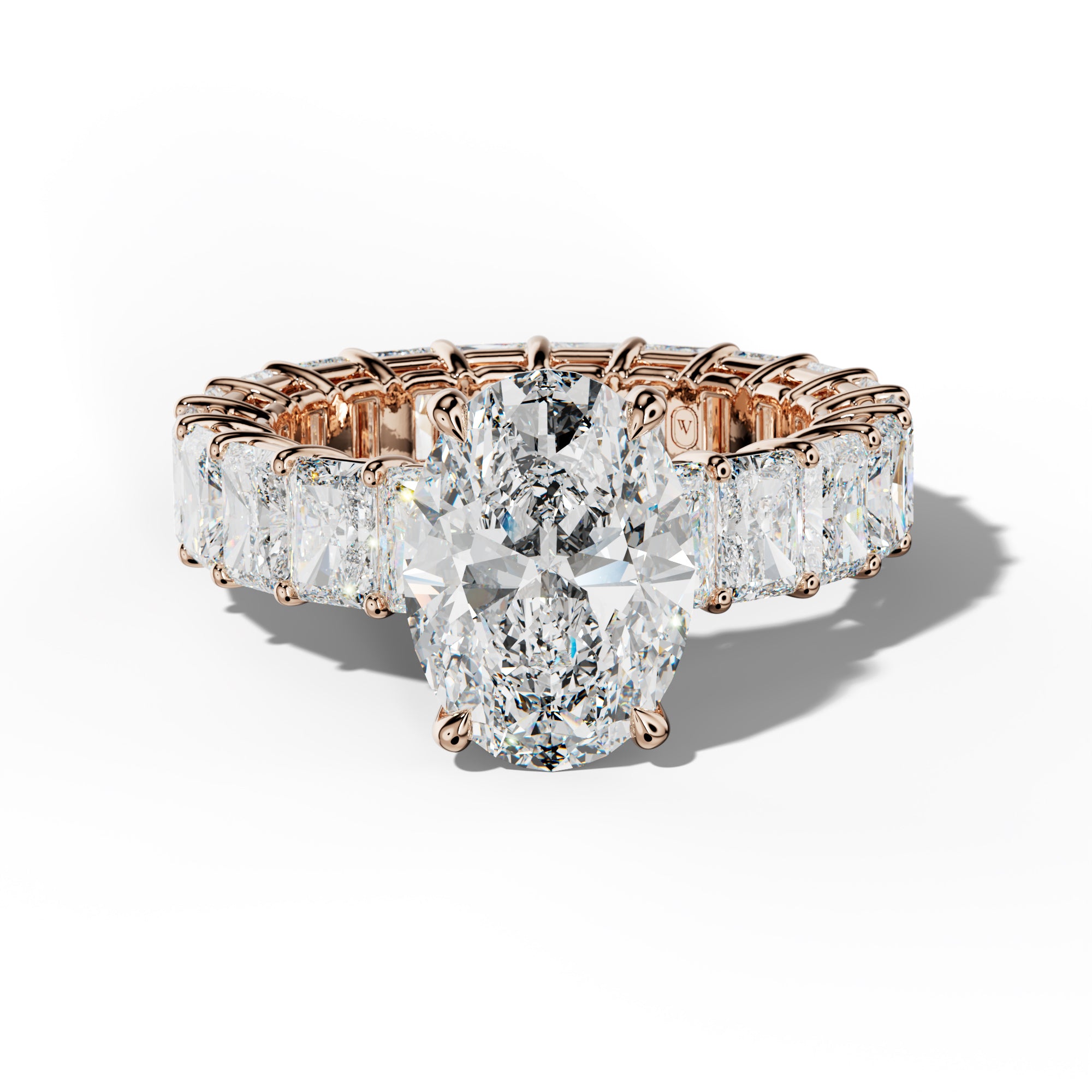 Soraya Oval Diamond Engagement Ring With Radiant Side Stones