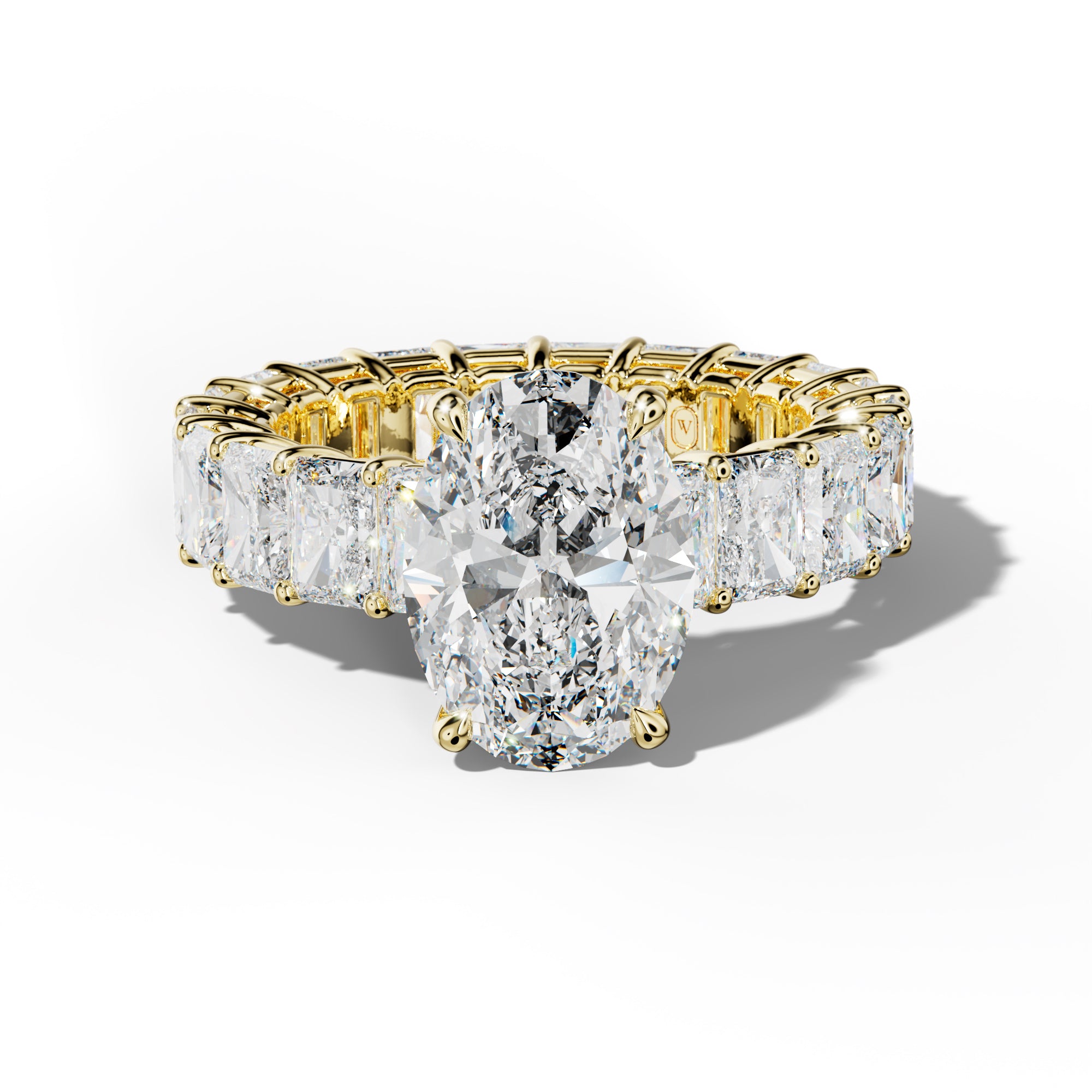 Soraya Oval Diamond Engagement Ring With Radiant Side Stones