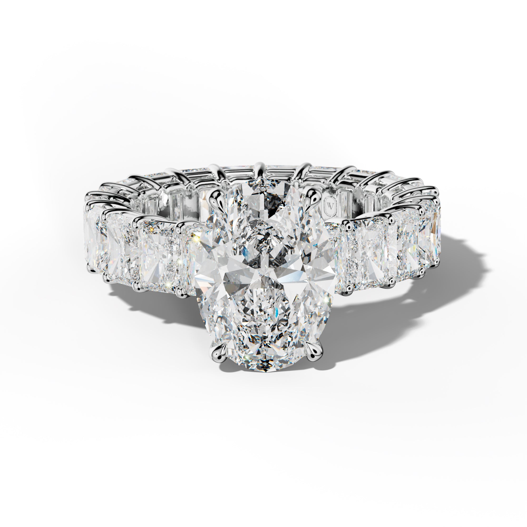 Soraya Oval Diamond Engagement Ring With Radiant Side Stones