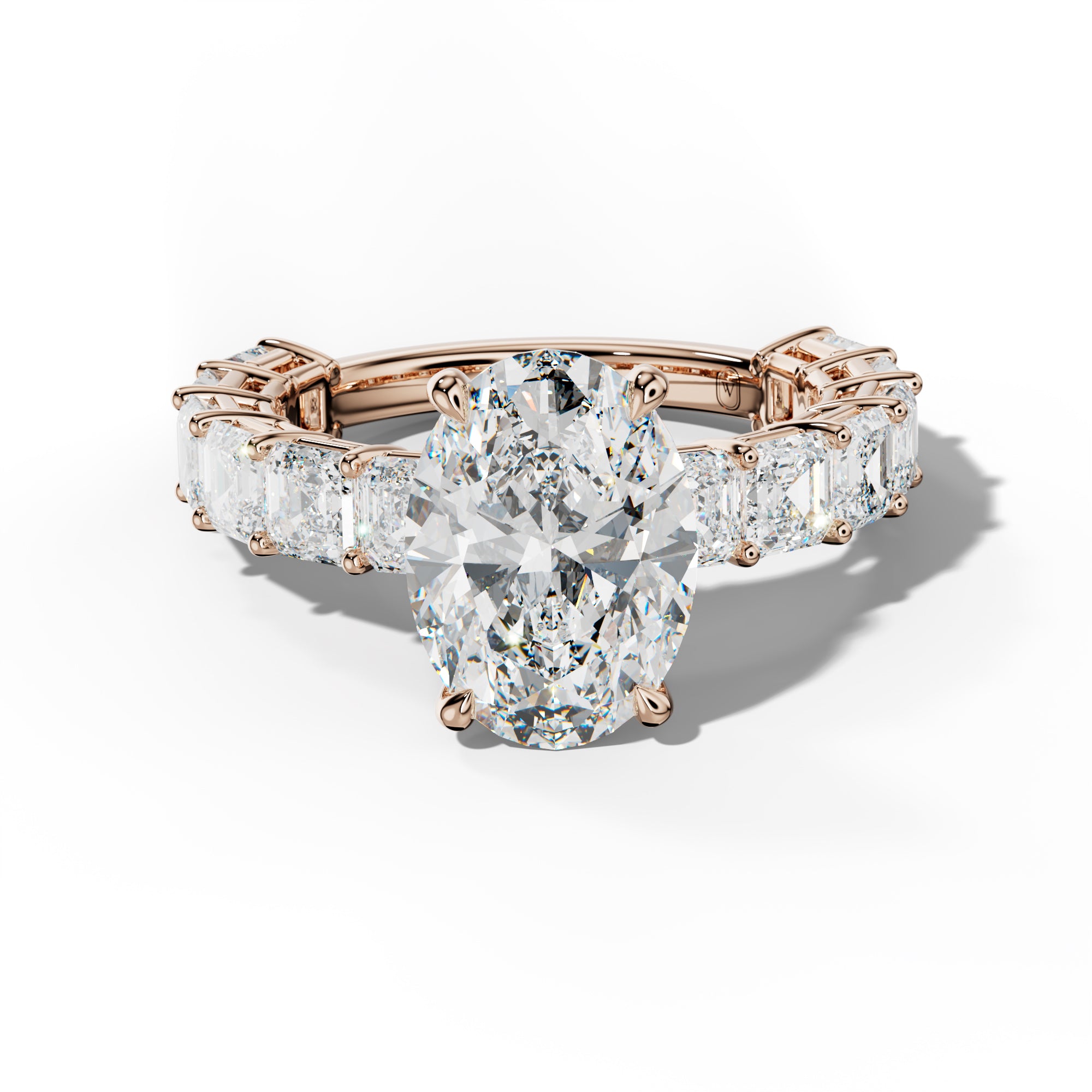 Demi Oval Diamond Engagement Ring With Asscher Side Stones