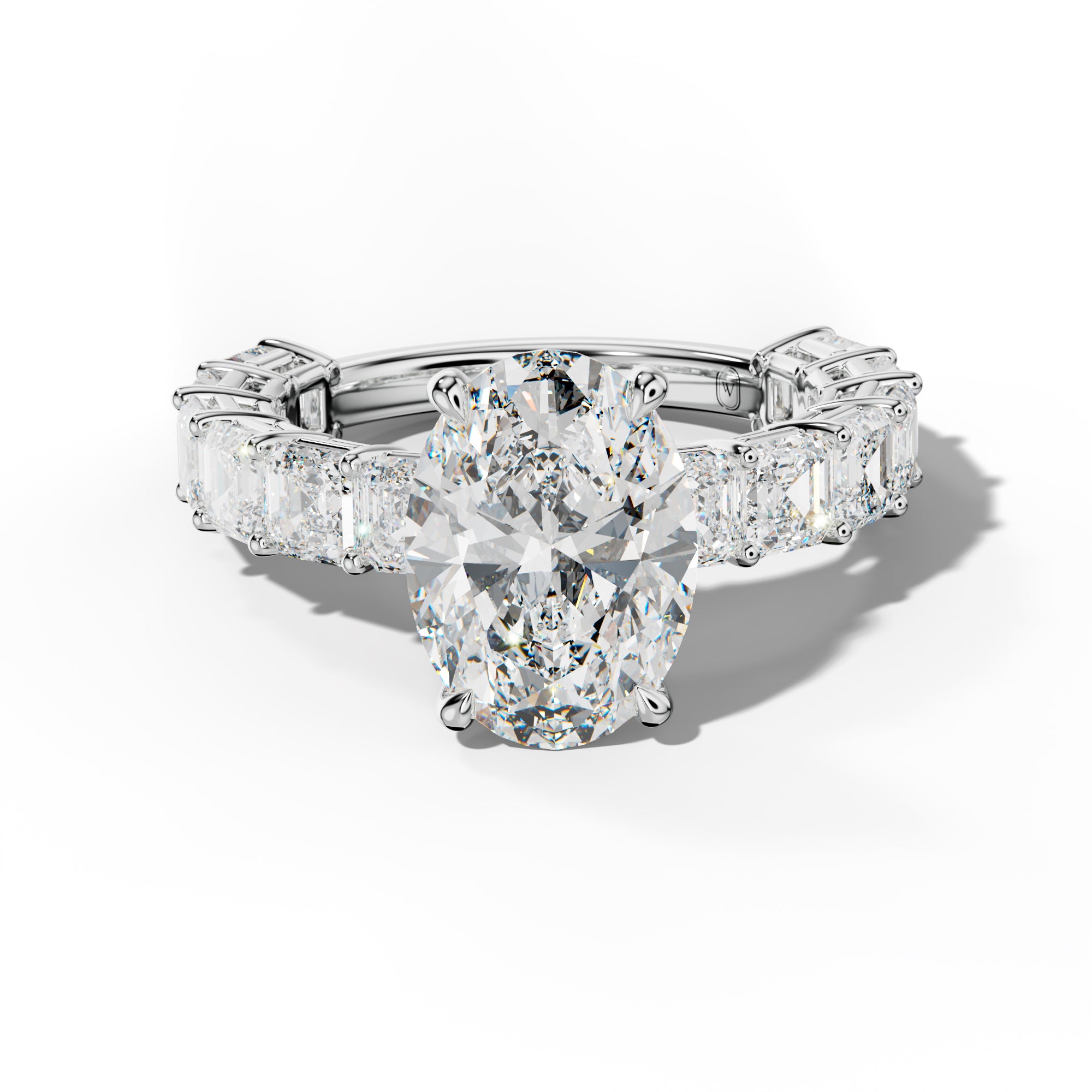 Demi Oval Diamond Engagement Ring With Asscher Side Stones