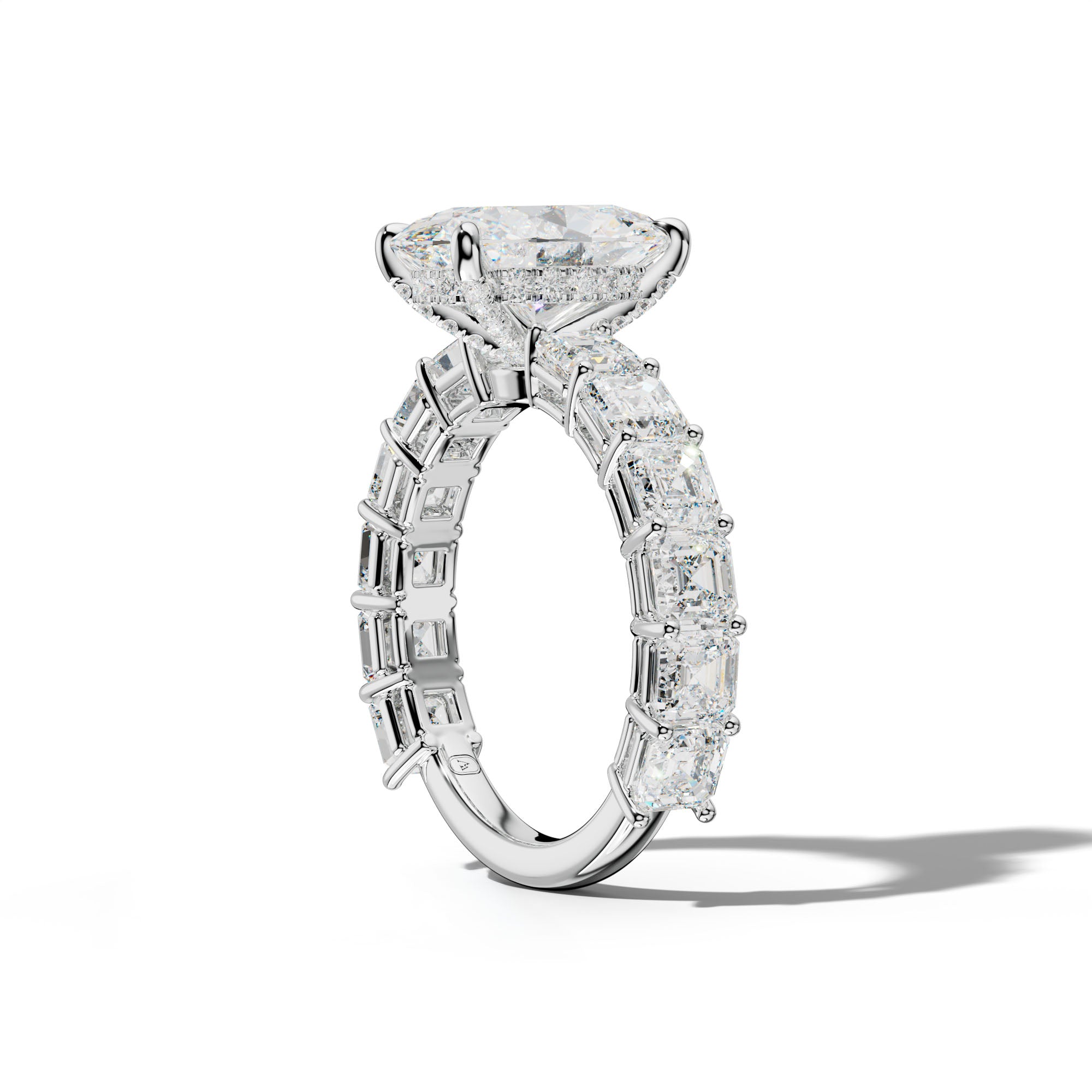 Demi Oval Diamond Engagement Ring With Asscher Side Stones