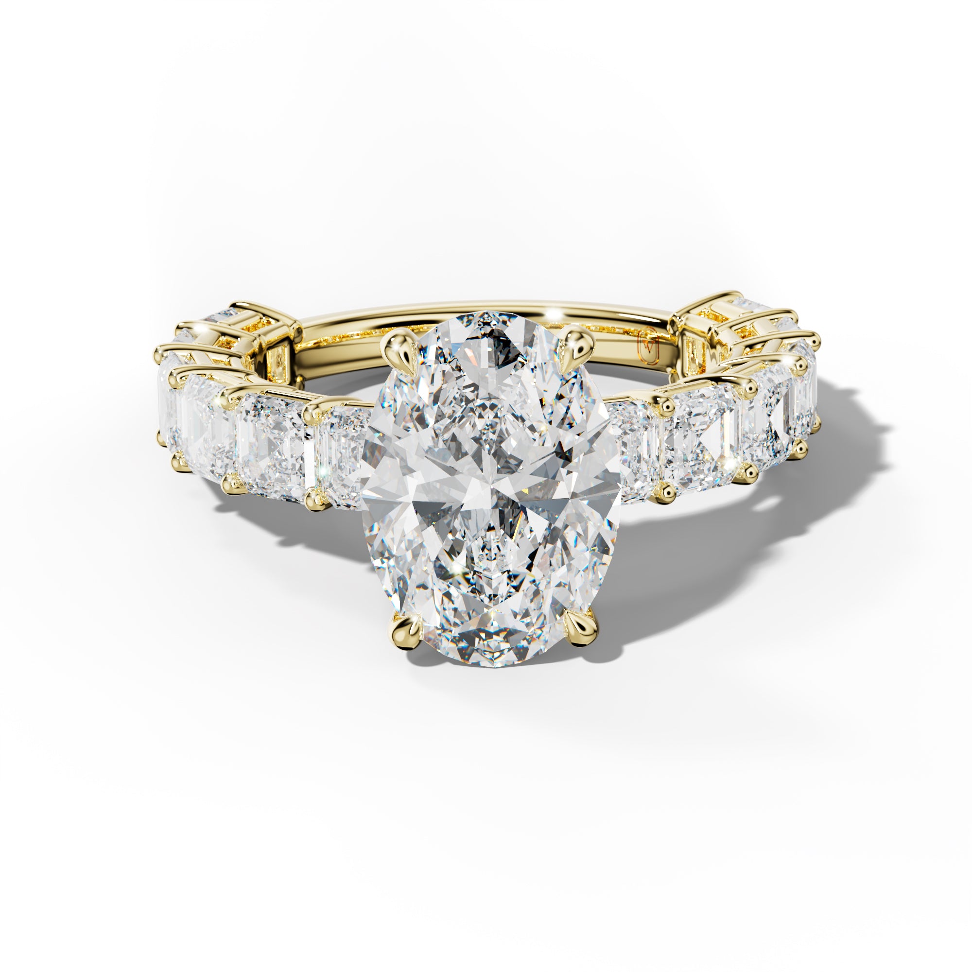 Demi Oval Diamond Engagement Ring With Asscher Side Stones