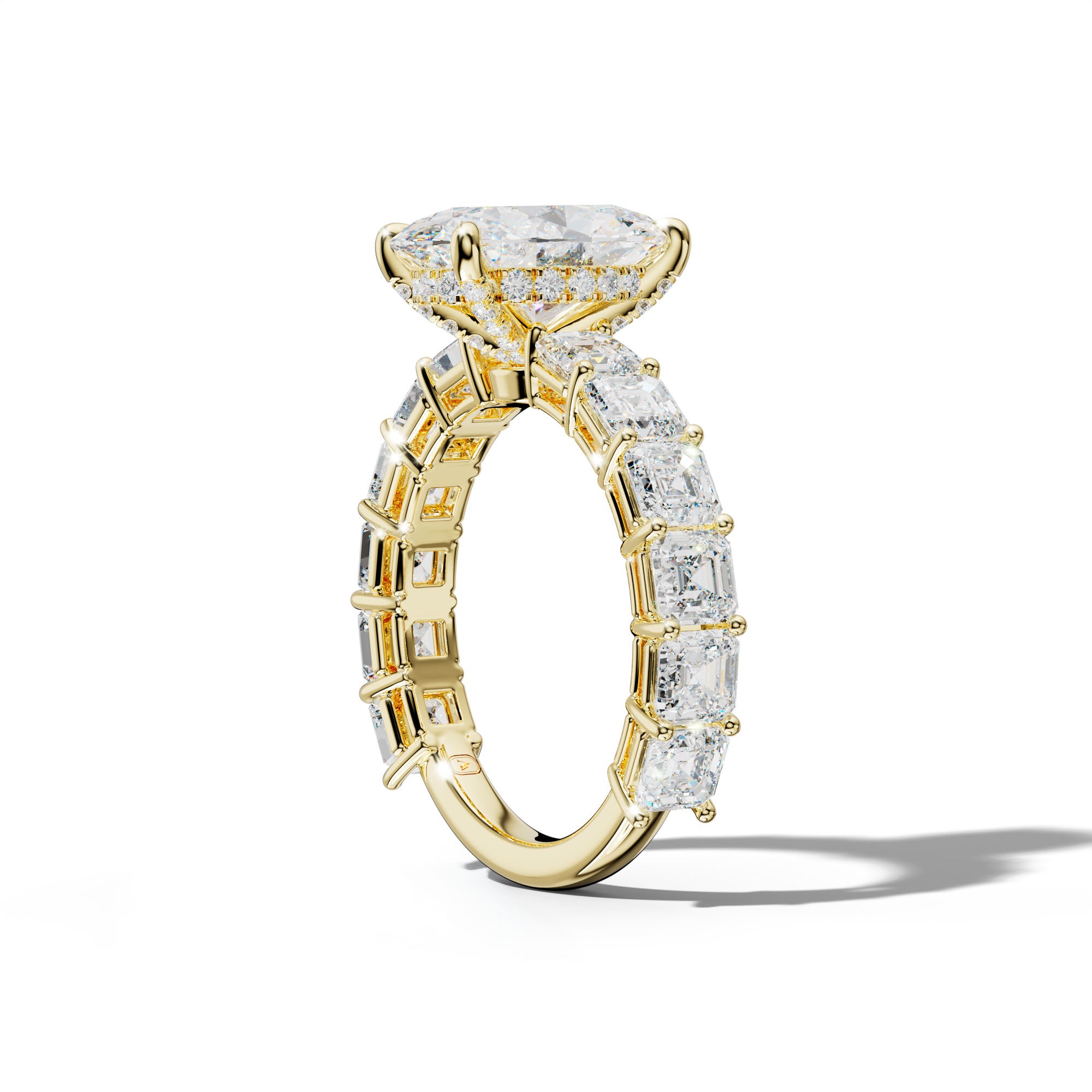 Demi Oval Diamond Engagement Ring With Asscher Side Stones