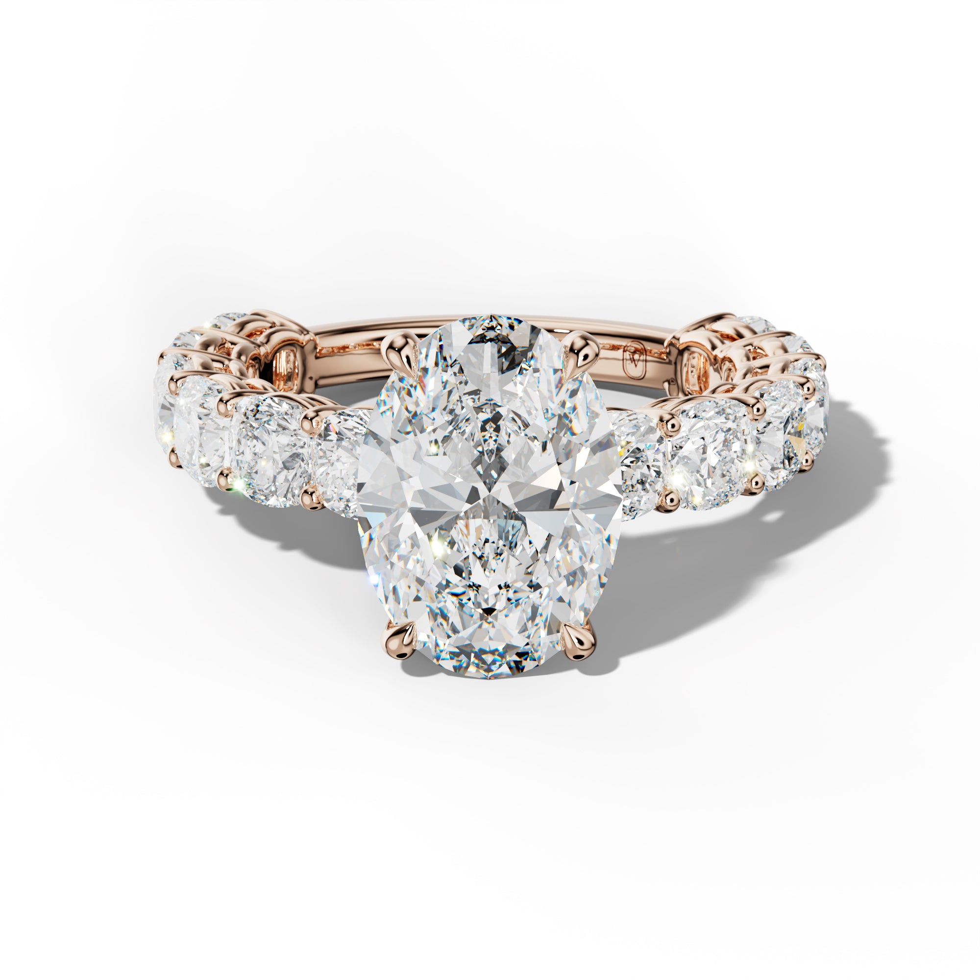 Bailey Oval Diamond Engagement Ring With Cushion Side Stones